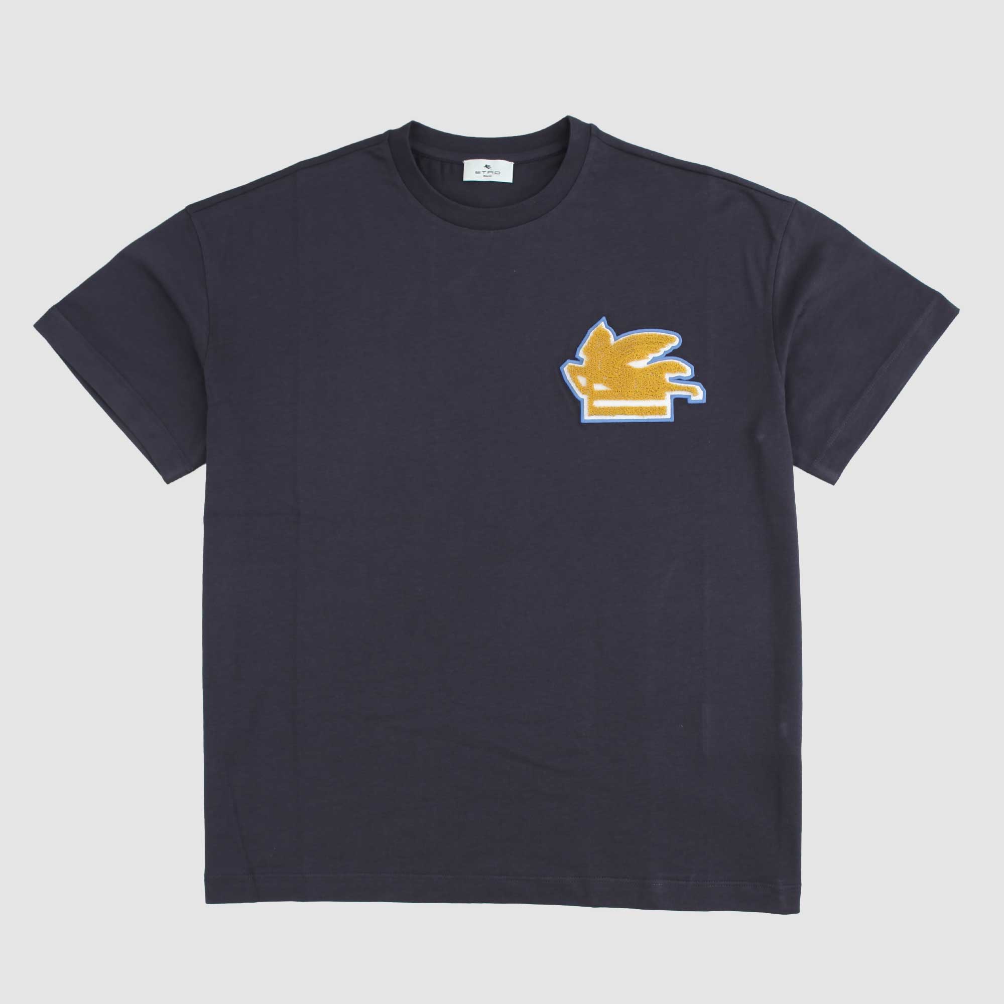 T-shirt Blu Con Logo Ocra Firmata ETRO - annameglio.com abbigliamento moda