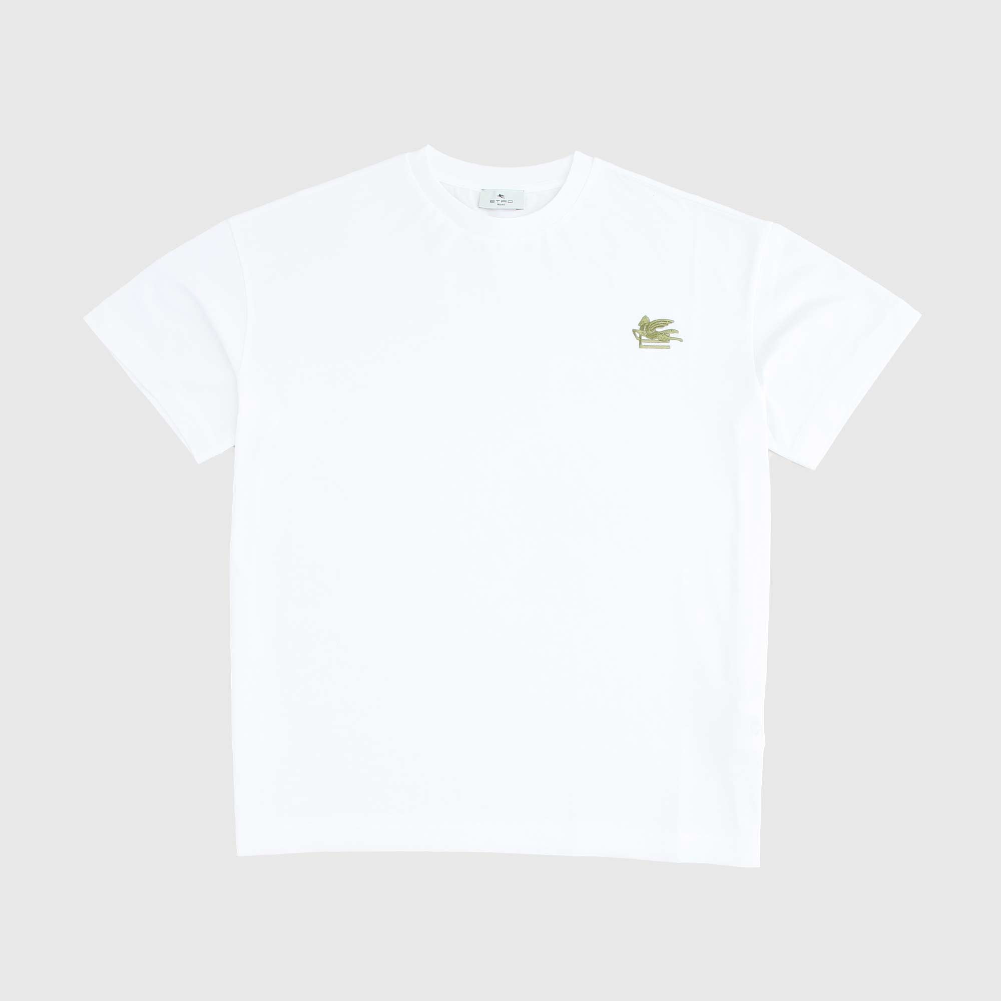 T-shirt Bianca Con Logo Verde Firmato ETRO - annameglio.com abbigliamento moda