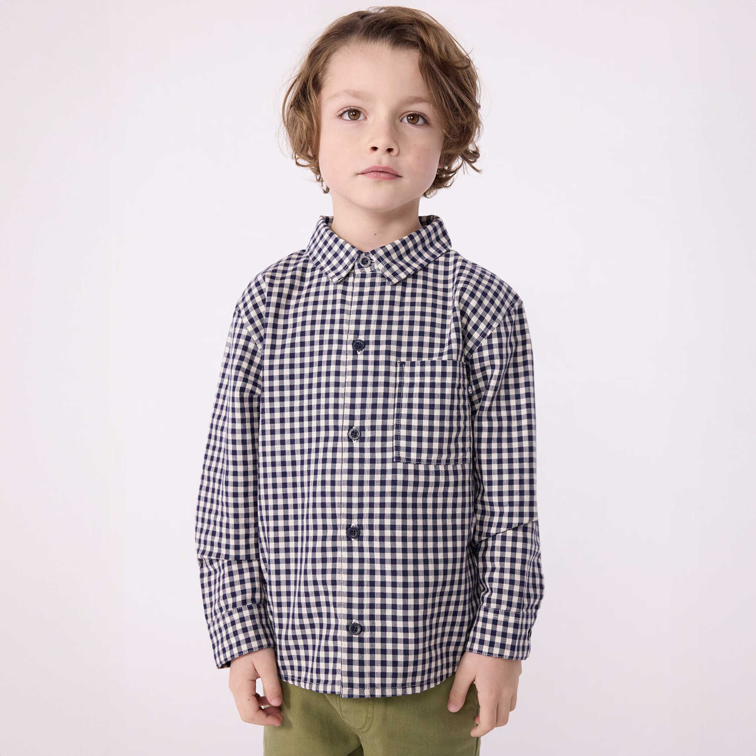 Checked Cotton Shirt by PETIT BATEAU