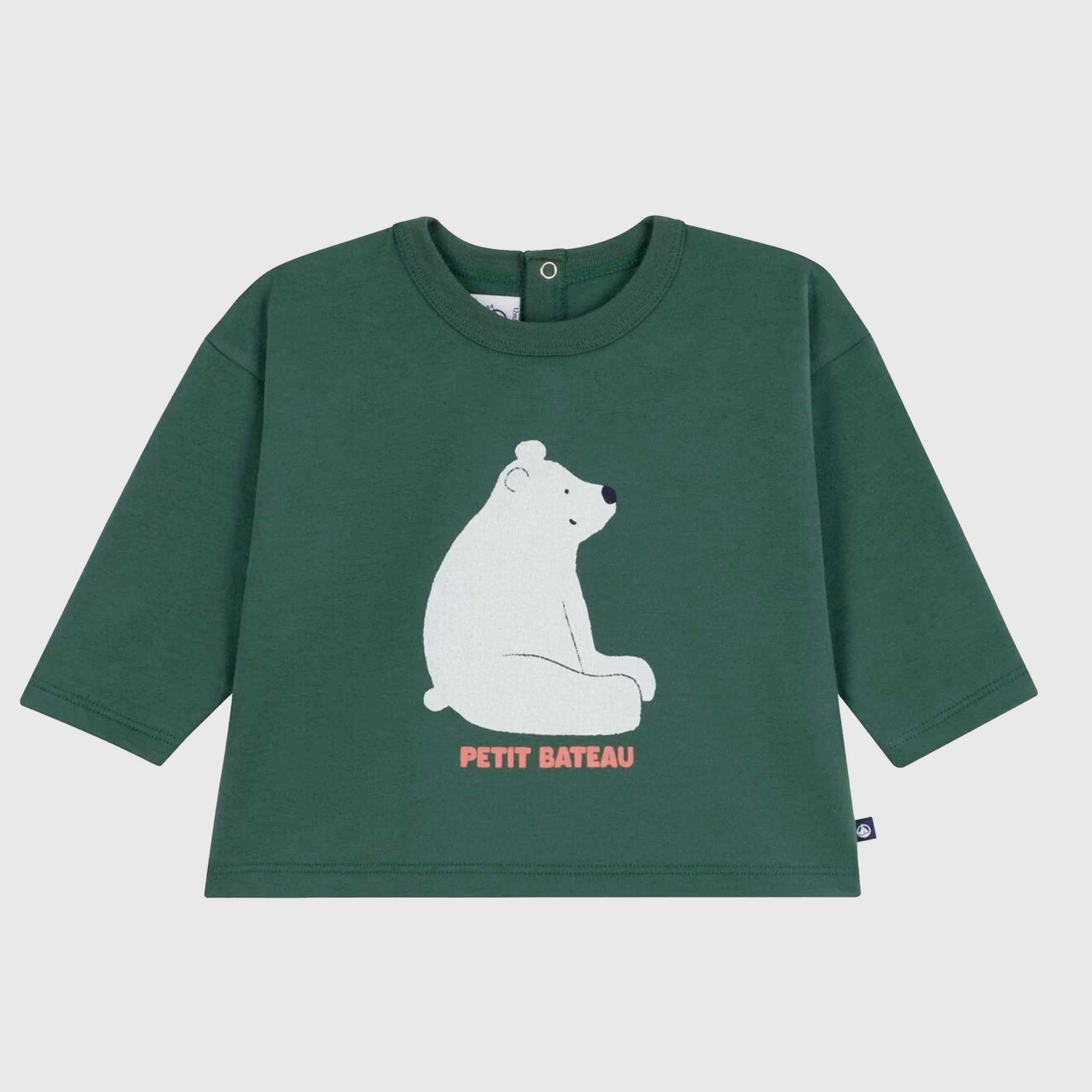 Maglietta Verde Con Orso Firmata PETIT BATEAU - annameglio.com abbigliamento moda
