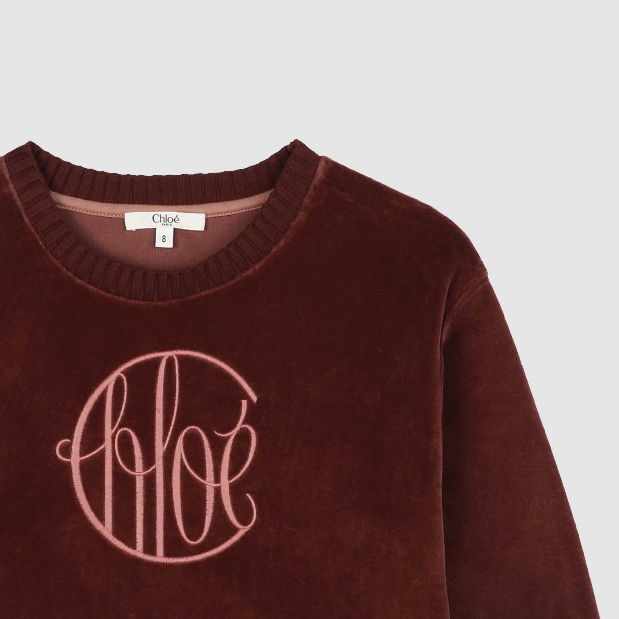 Felpa Girocollo Marrone Con Logo Firmata CHLOE - annameglio.com abbigliamento moda