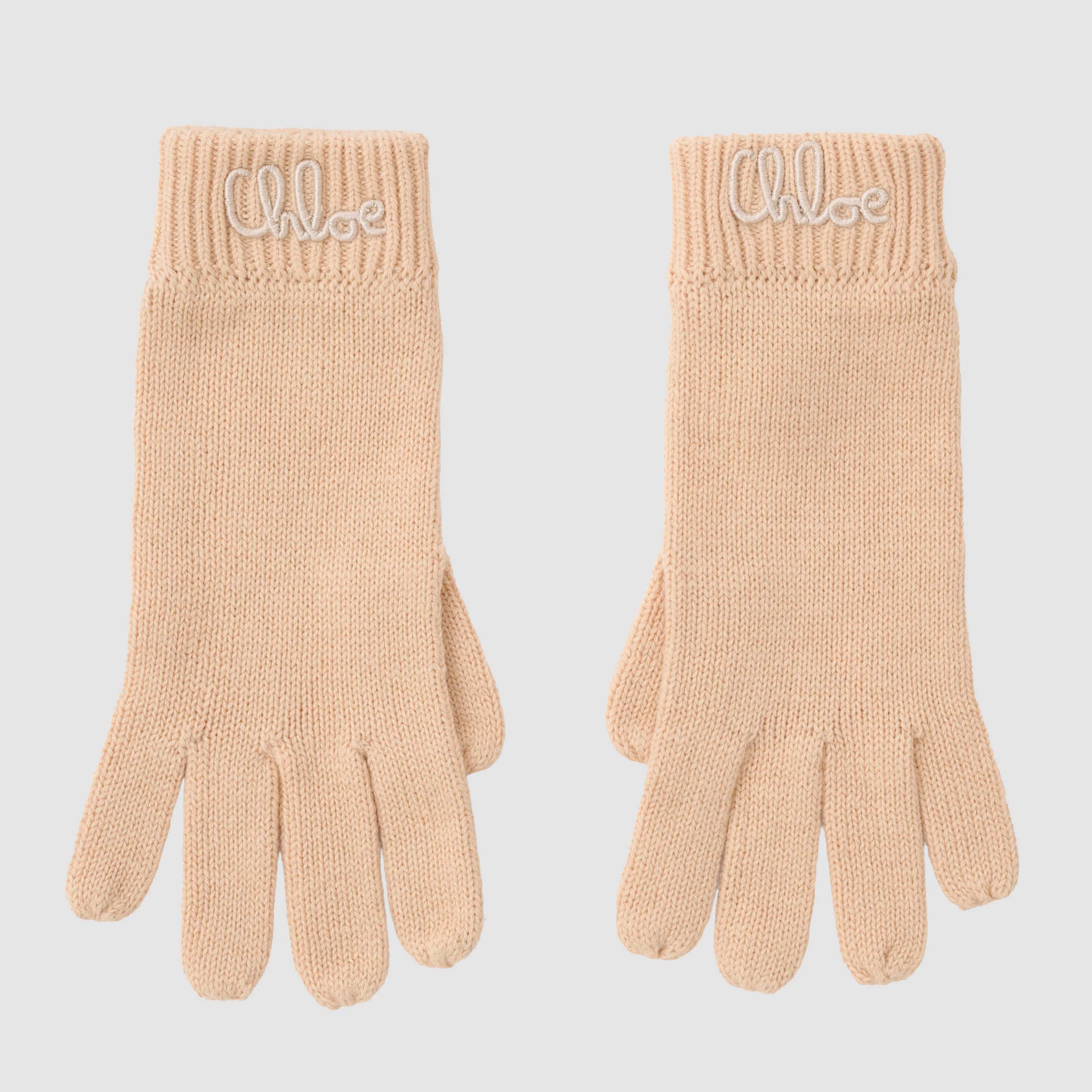 Guanti Beige Con Ricamo Logo Firmati CHLOE - annameglio.com abbigliamento moda