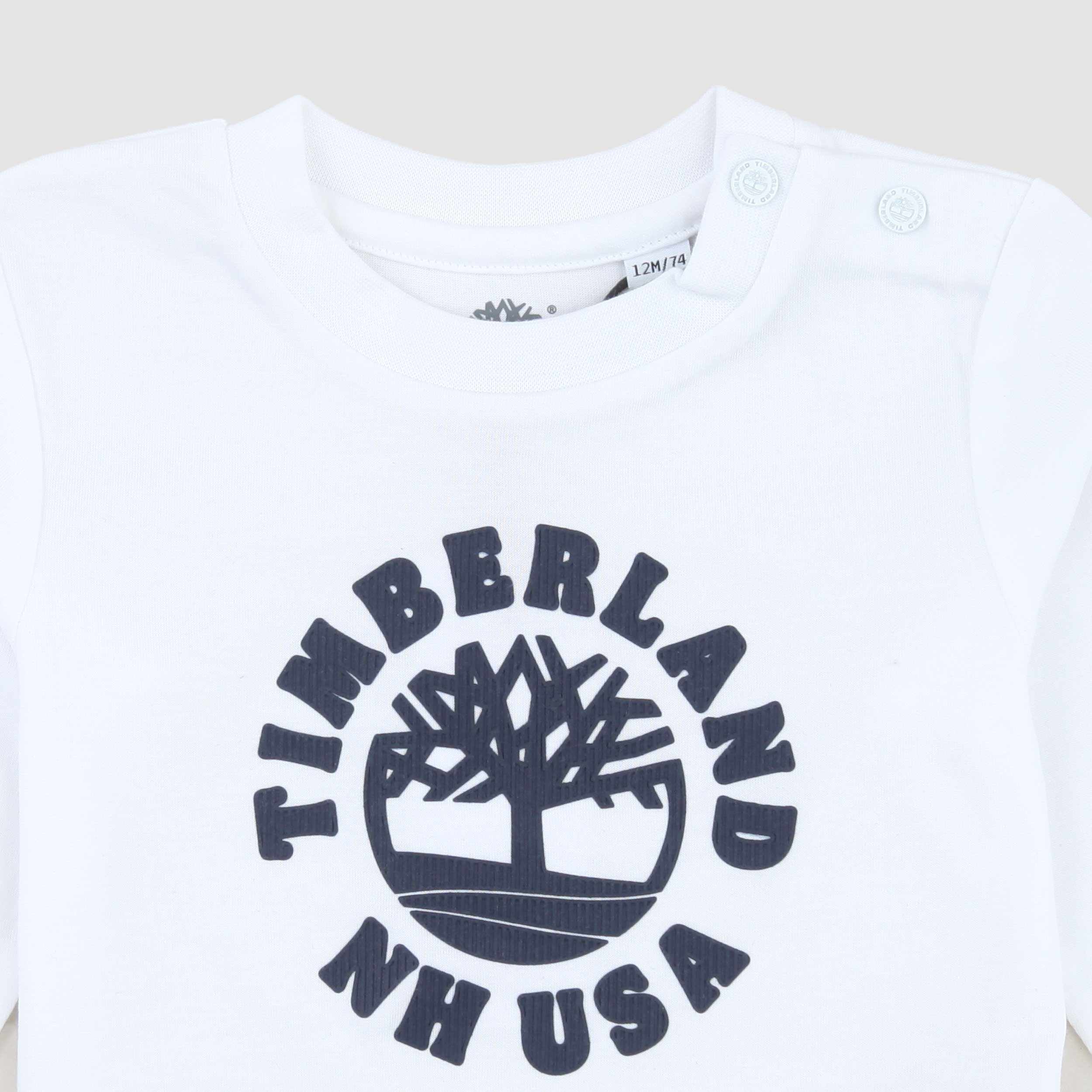 T-shirt Bianca Stampa Blu Firmata TIMBERLAND - annameglio.com abbigliamento moda