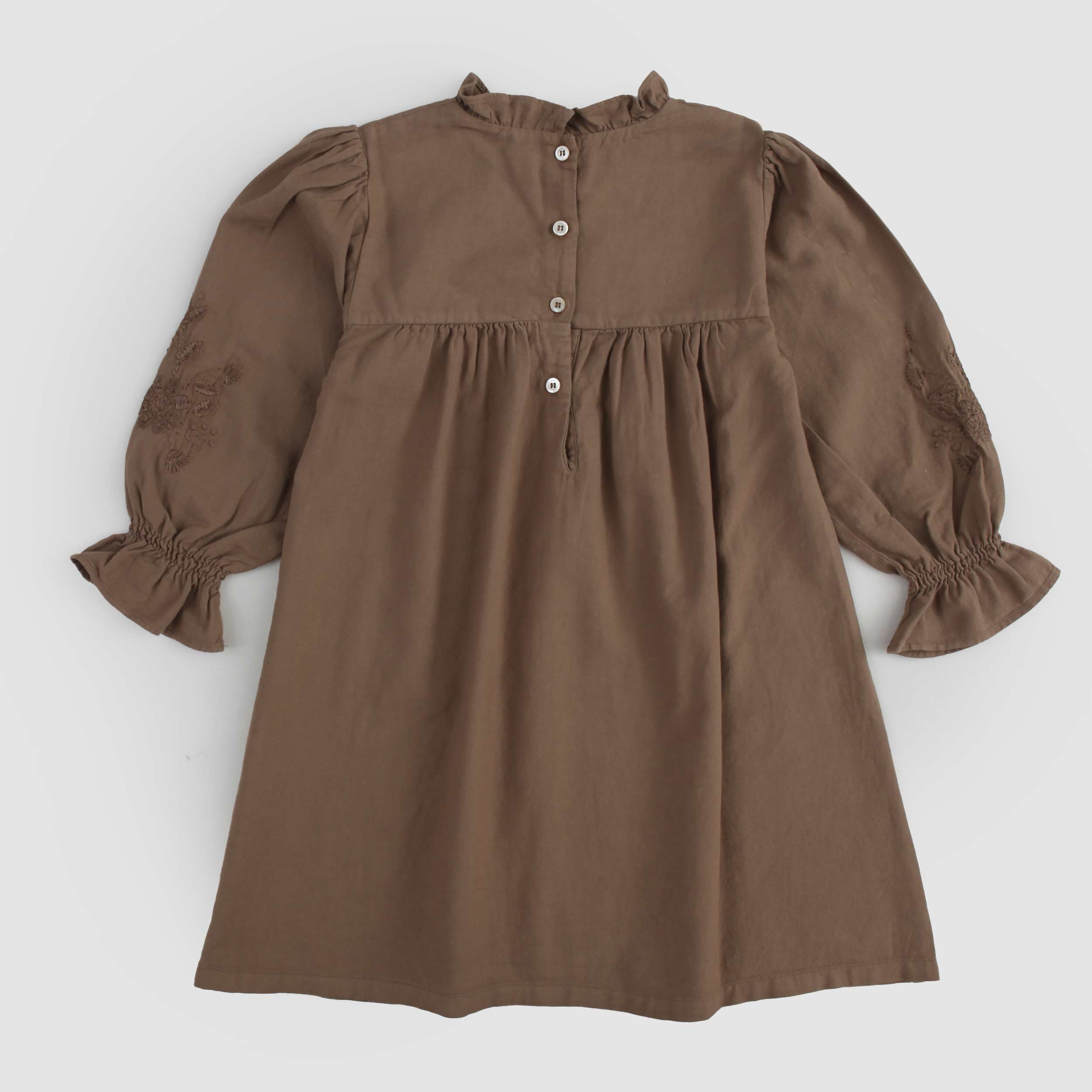 Abito Nocciola Con Ricamo Firmato BABE AND TESS - annameglio.com abbigliamento moda