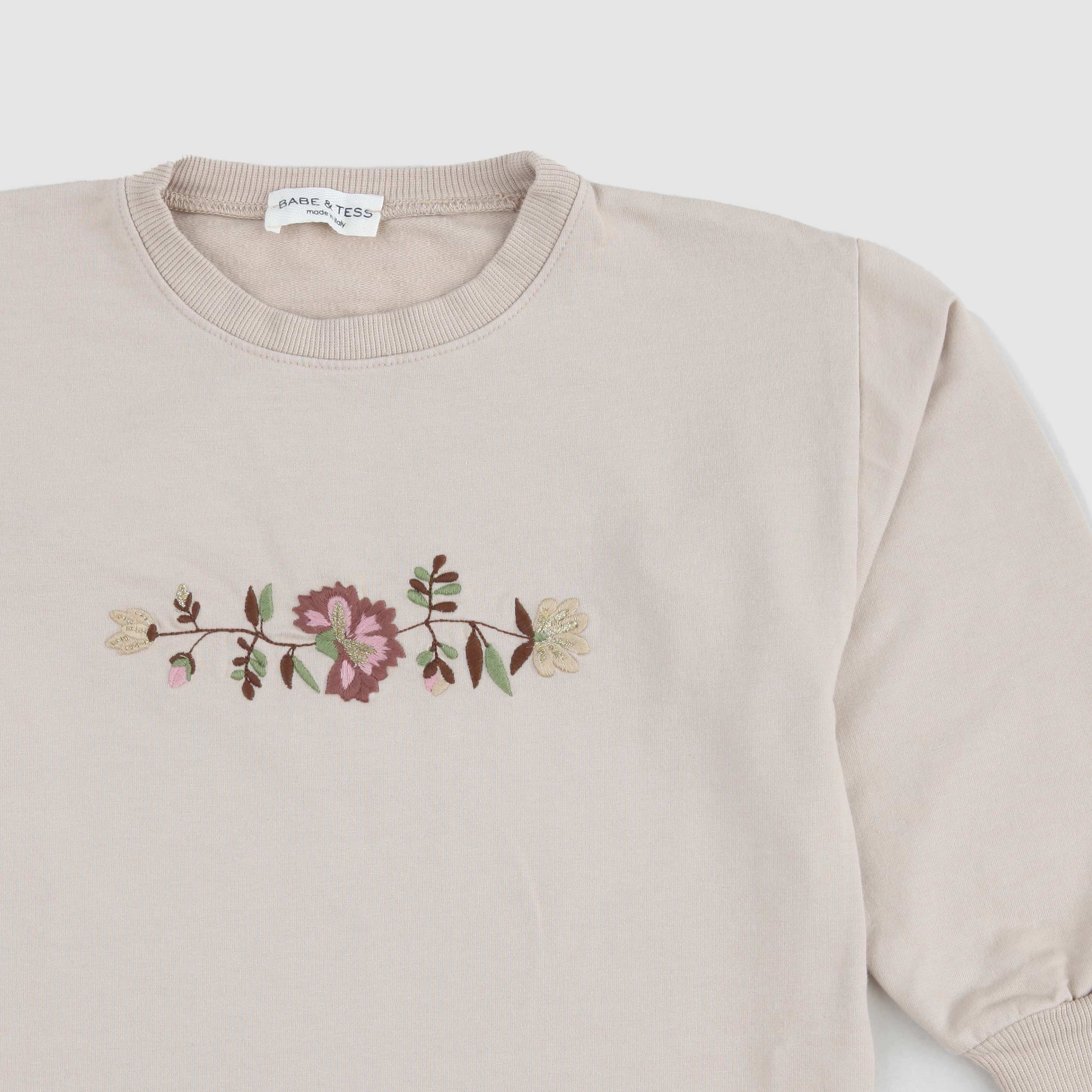 Felpa Nocciola Con Ricamo Firmata BABE AND TESS - annameglio.com abbigliamento moda