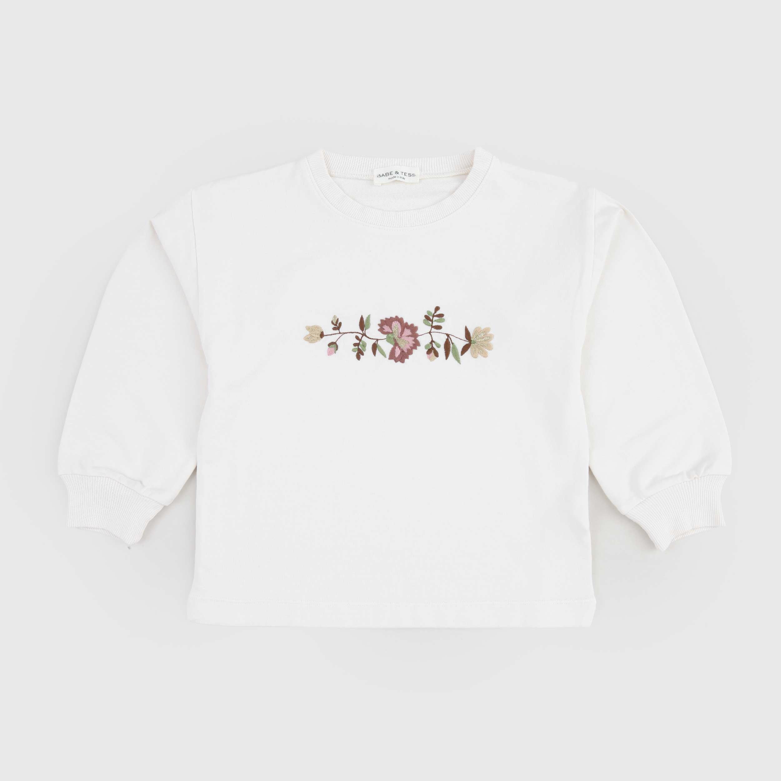 Felpa Bianca Con Ricamo Firmata BABE AND TESS - annameglio.com abbigliamento moda