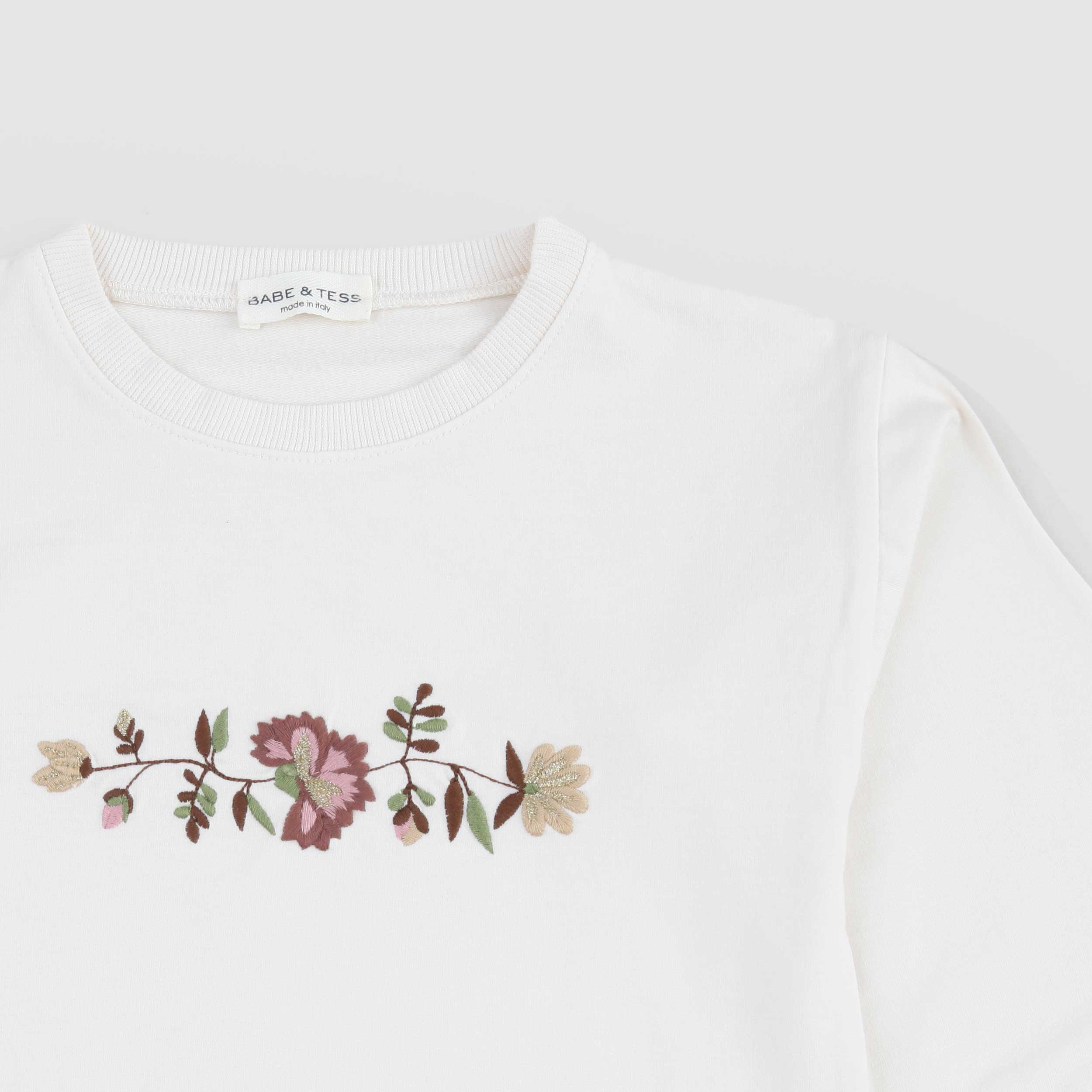 Felpa Bianca Con Ricamo Firmata BABE AND TESS - annameglio.com abbigliamento moda