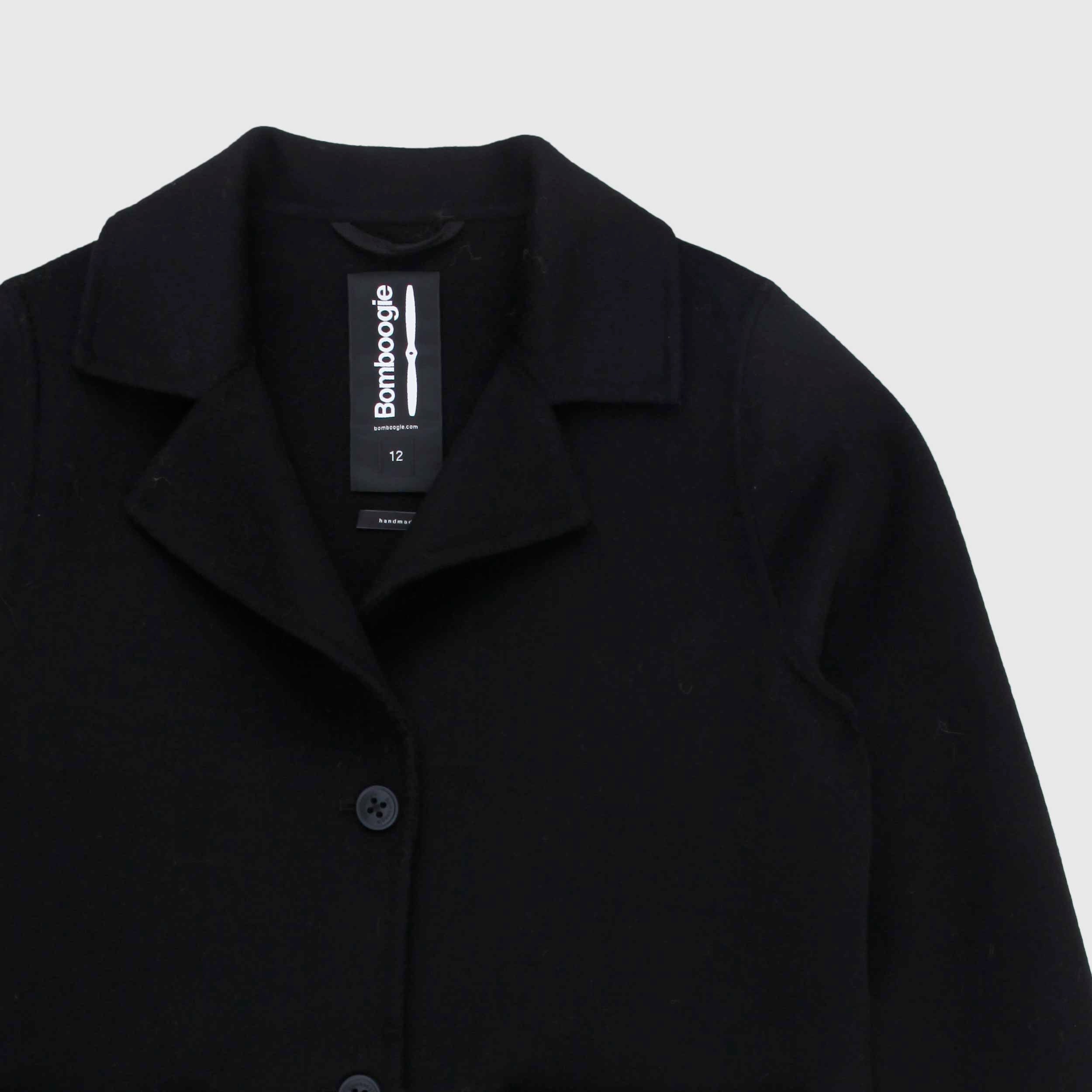 Cappotto Nero Con Collo Sciallato By BOMBOOGIE - annameglio.com abbigliamento moda