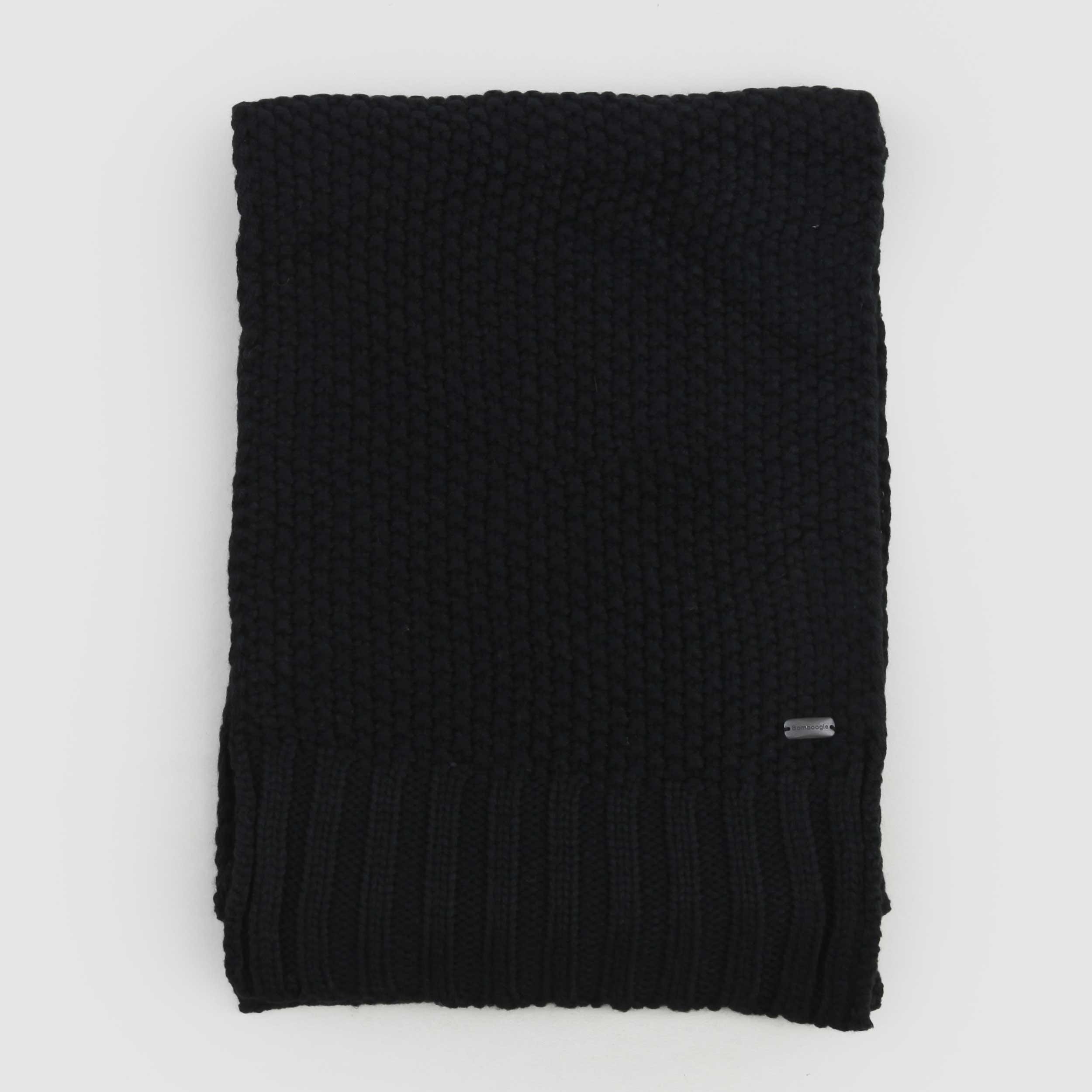 Sciarpa Nera A Nido D'Ape Firmata BOMBOOGIE - annameglio.com abbigliamento moda