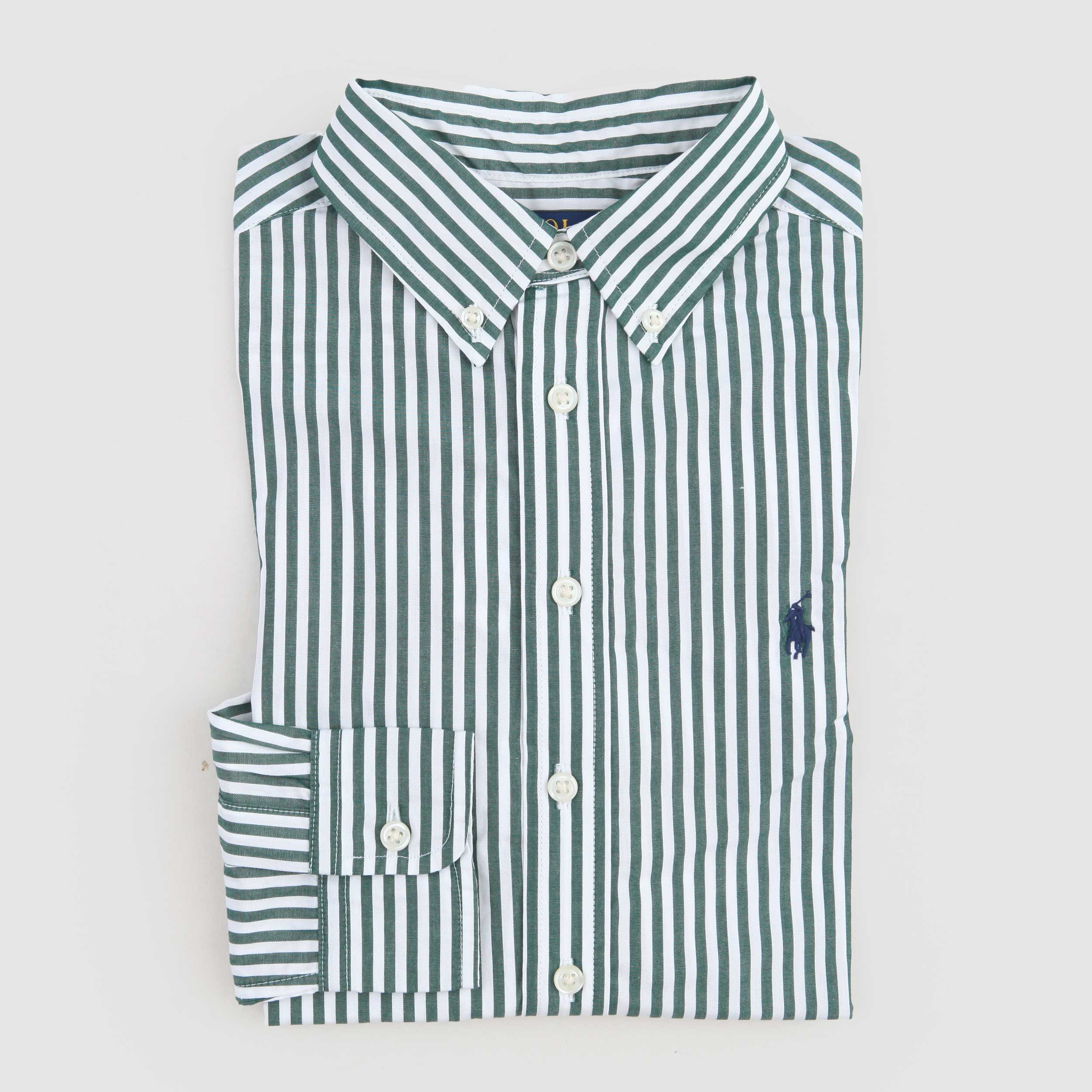 Ralph Lauren White and Green Striped Shirt