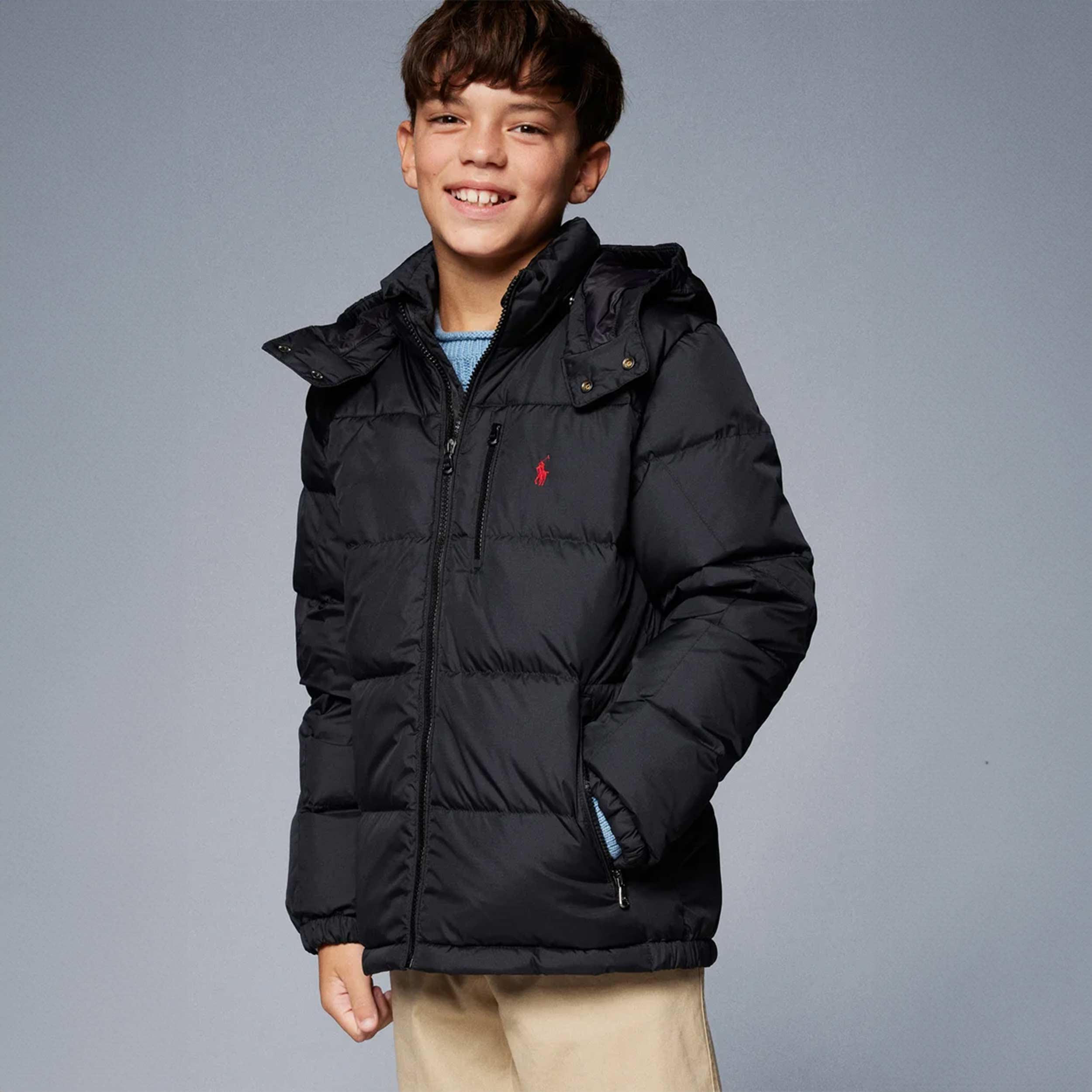 Piumino Nero Con Logo Rosso Firmato RALPH LAUREN - annameglio.com abbigliamento moda