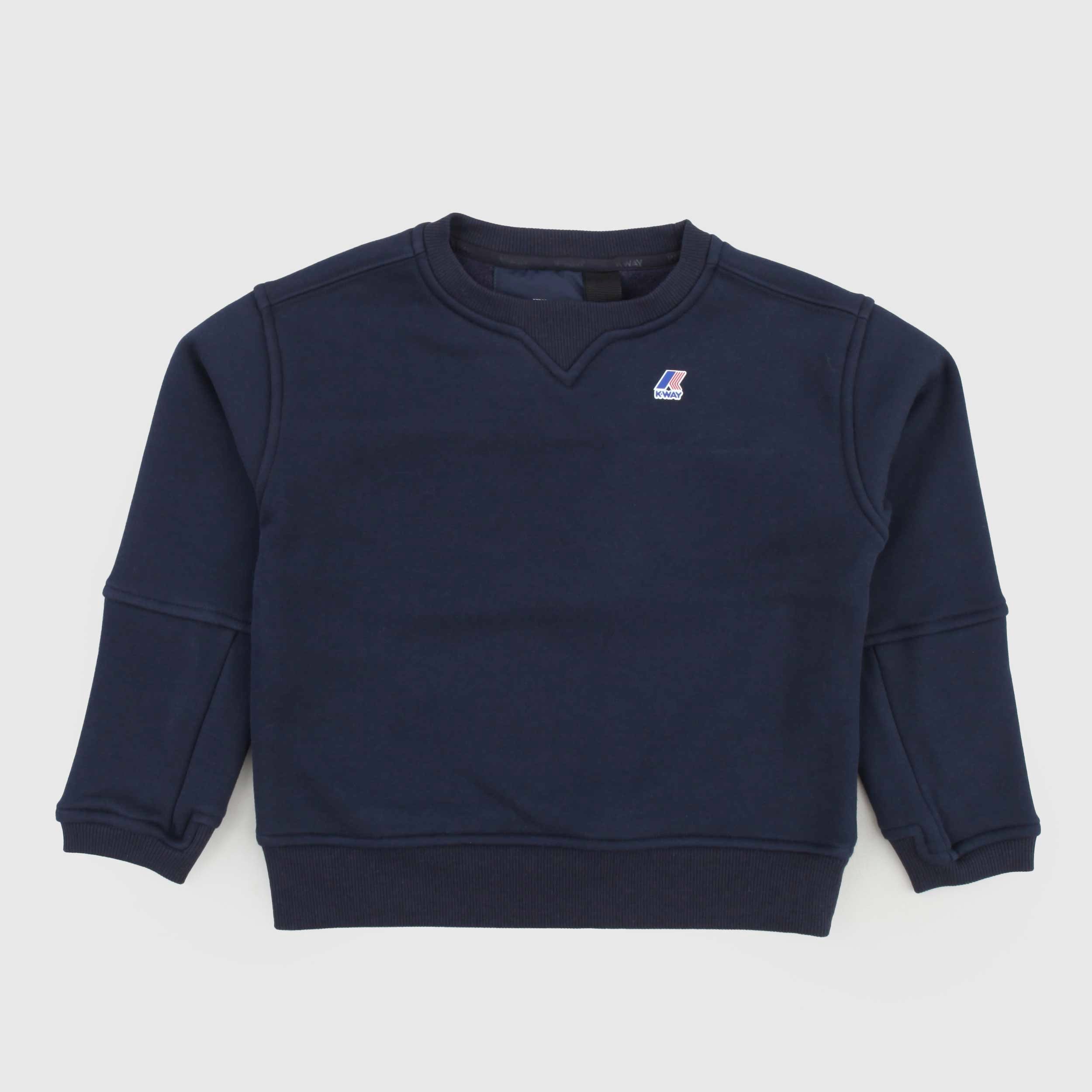 Felpa Nael Blu Con Logo Bianco Firmata K-WAY - annameglio.com abbigliamento moda