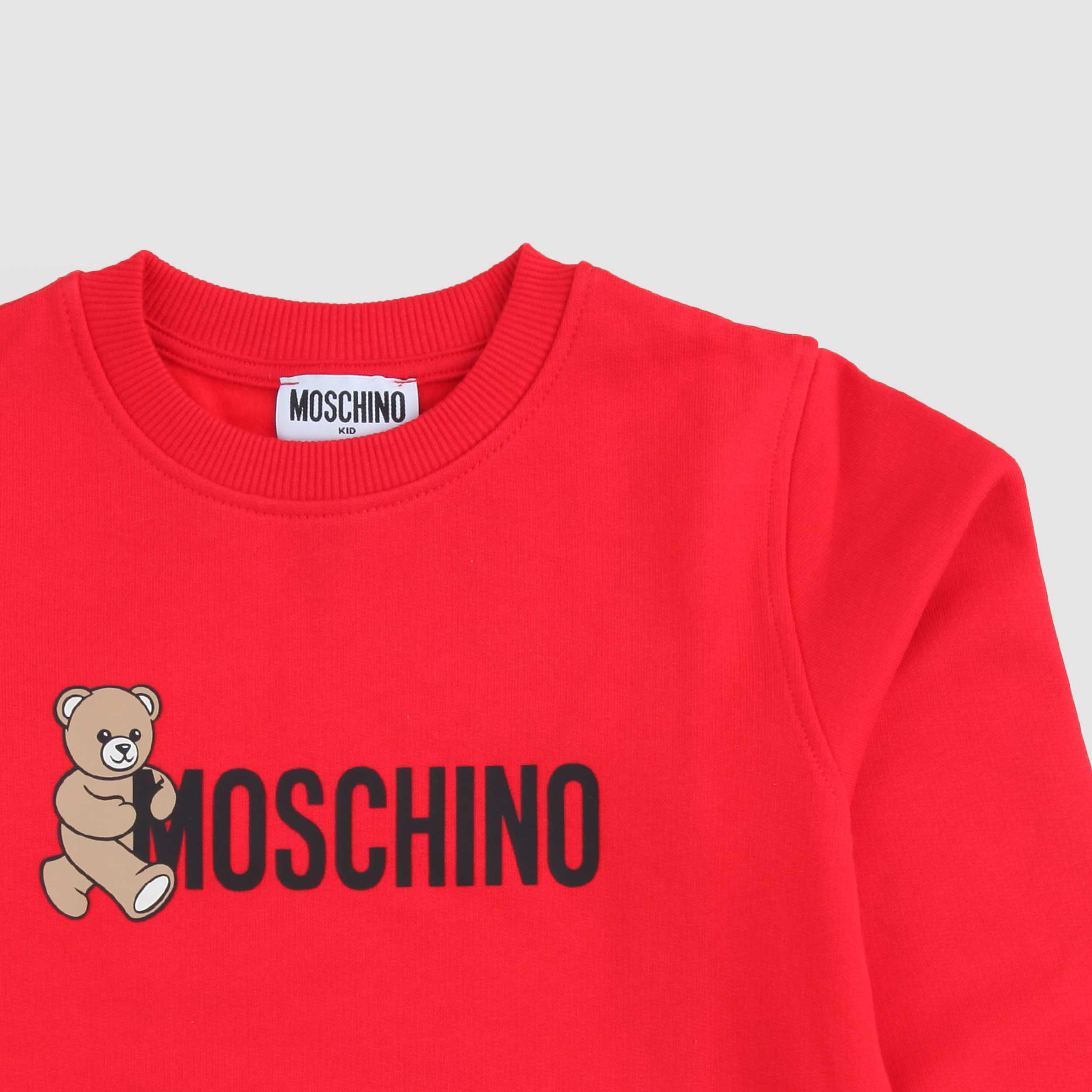 Felpa Rossa Con Logo E Orso Firmata MOSCHINO - annameglio.com abbigliamento moda