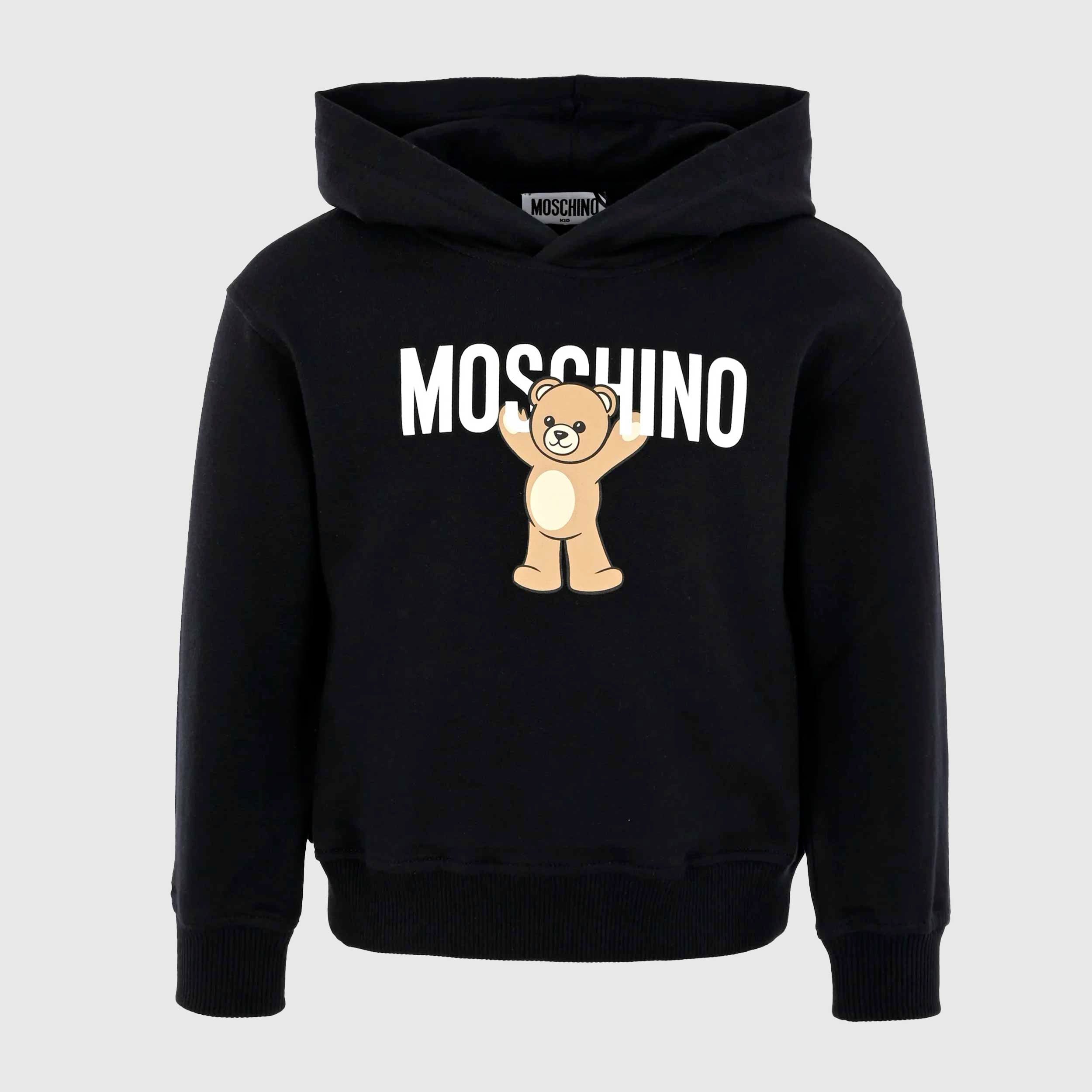 Felpa Nera Con Cappuccio E Teddy Firmata MOSCHINO - annameglio.com abbigliamento moda