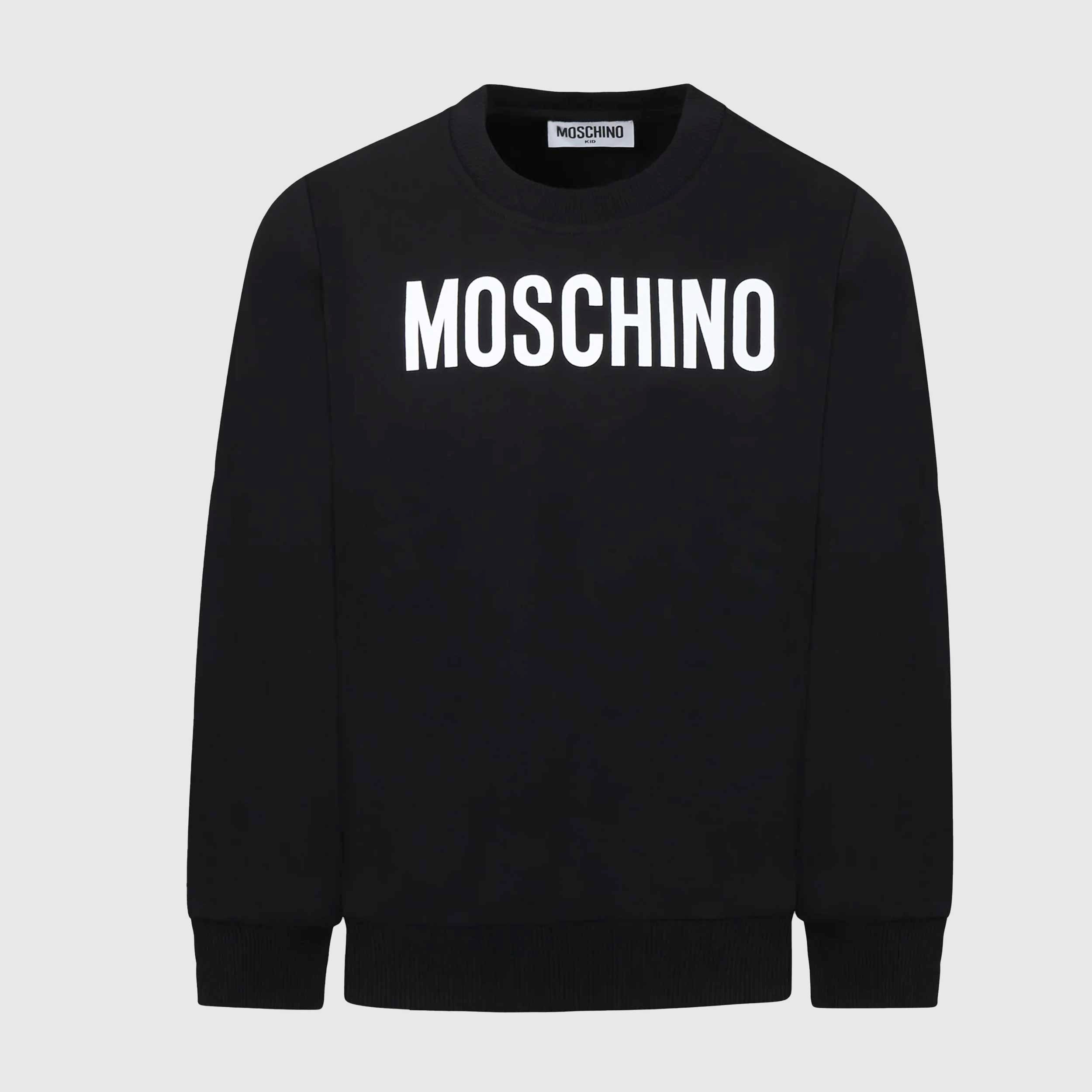 Felpa Nera Con Logo Bianco Firmata MOSCHINO - annameglio.com abbigliamento moda