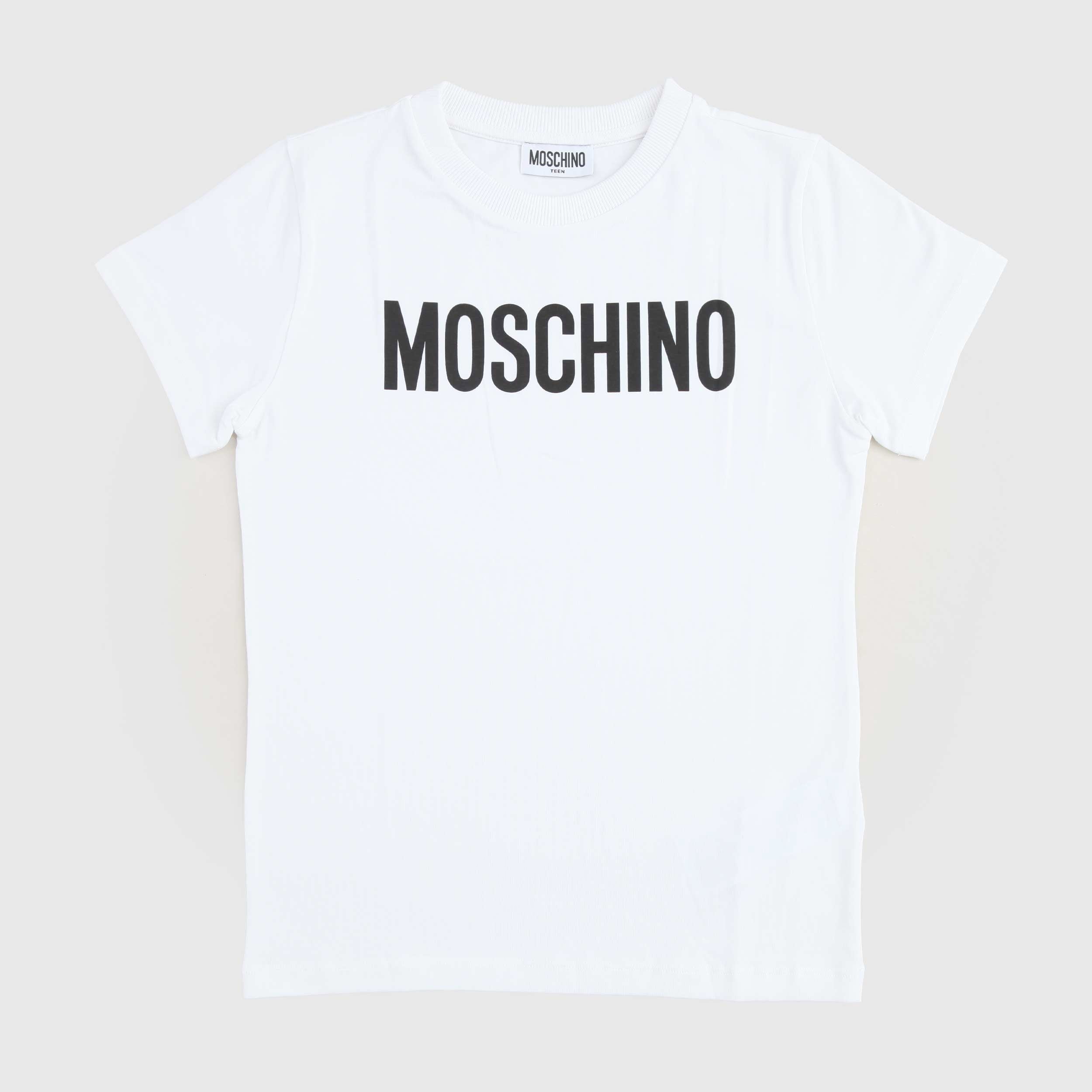 T-shirt Bianca Con Logo Nero Firmata MOSCHINO - annameglio.com abbigliamento moda