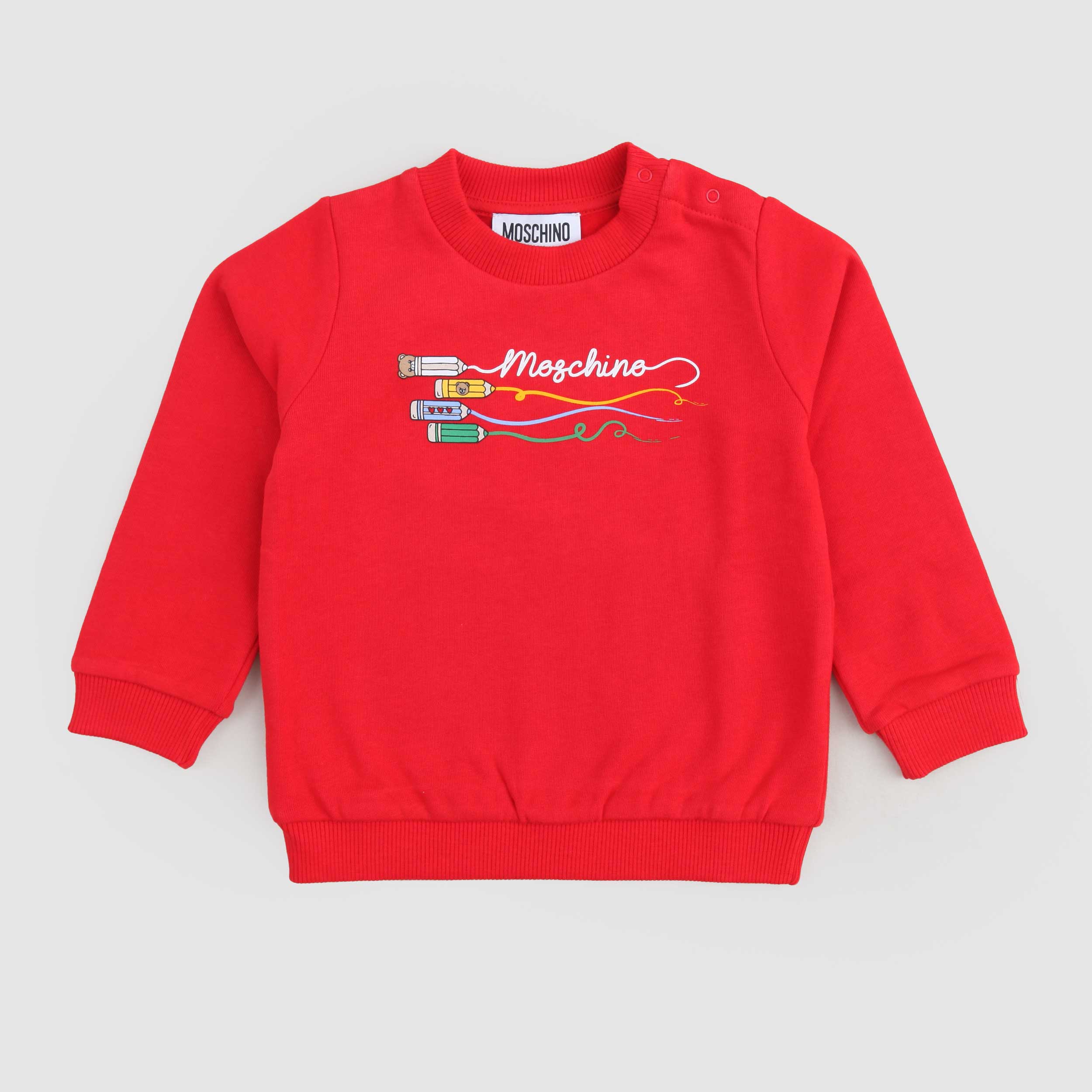 Felpa Rossa Con Logo Colorato Firmata MOSCHINO - annameglio.com abbigliamento moda