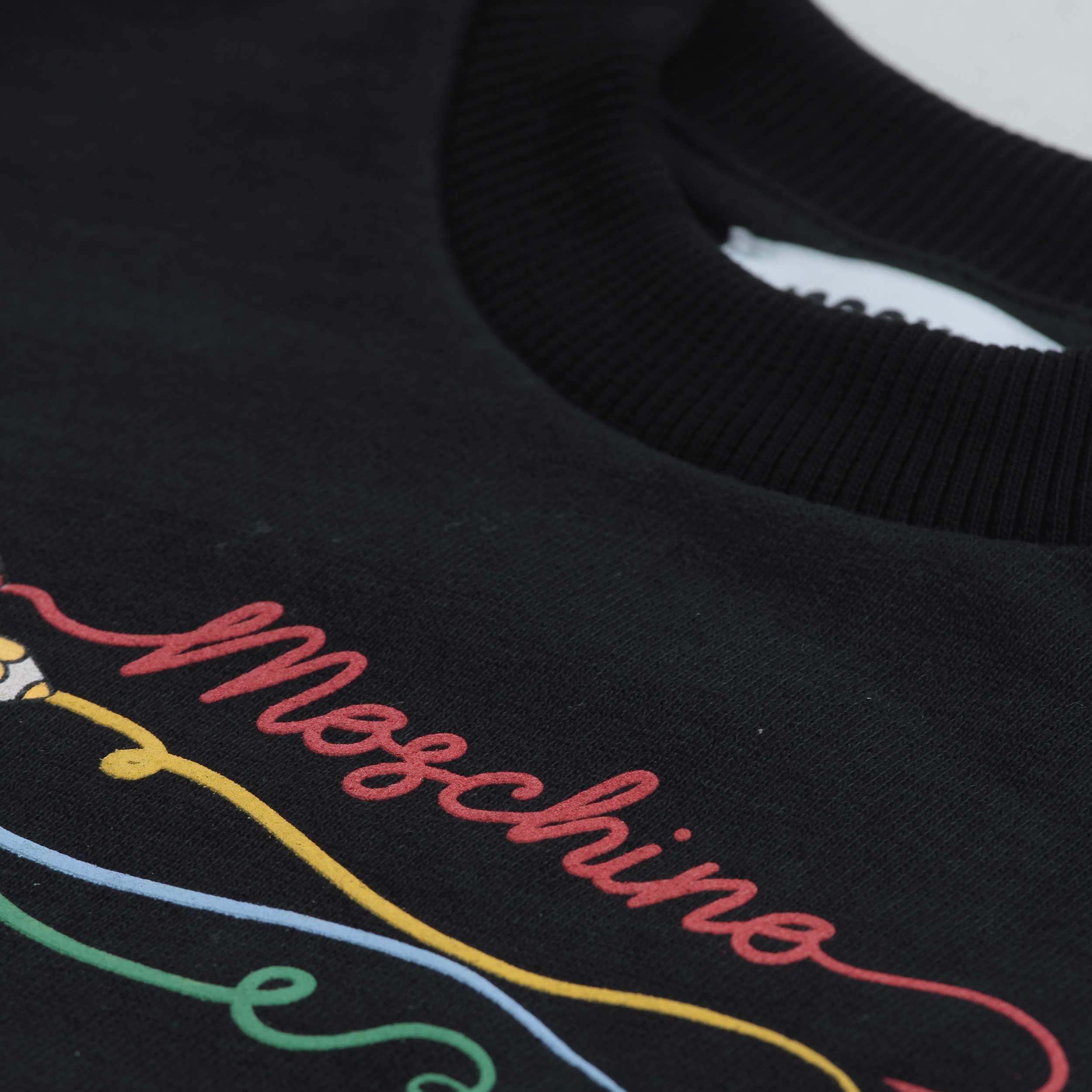 Felpa Nera Con Logo Colorato Firmata MOSCHINO - annameglio.com abbigliamento moda