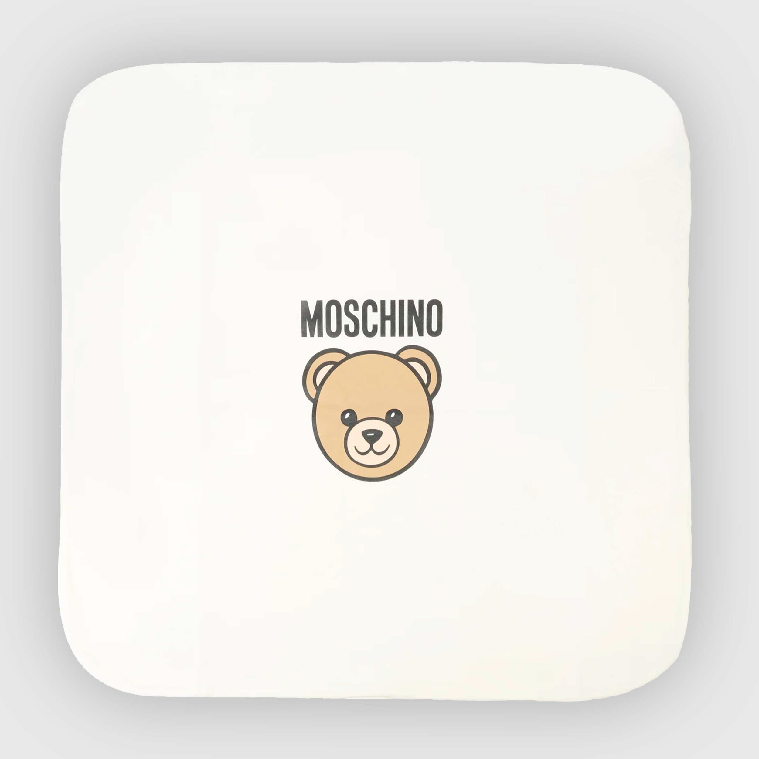 Coperta Bianca Con Stampa Teddy Firmata MOSCHINO - annameglio.com abbigliamento moda