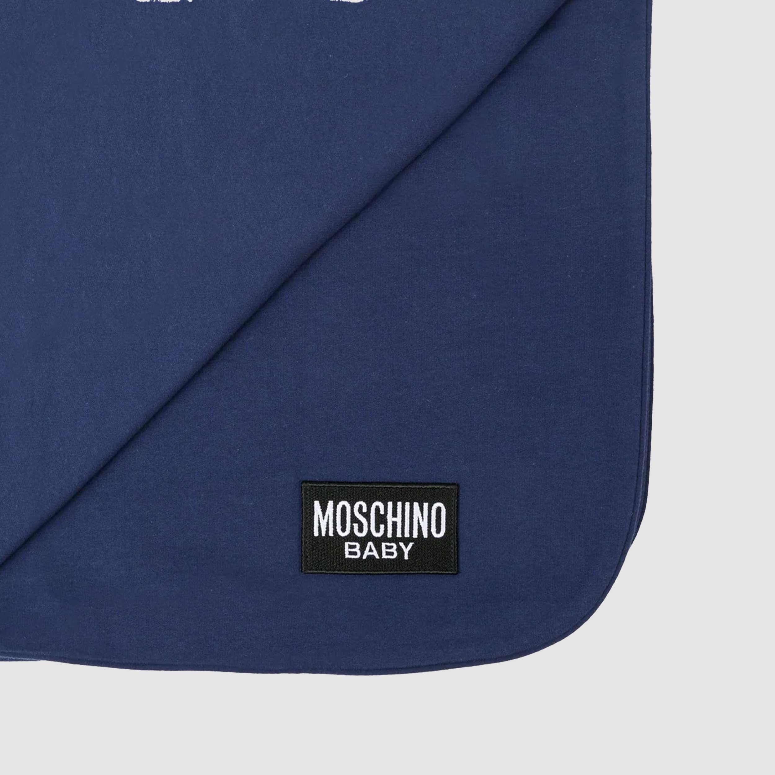 Coperta Blu Con Stampa Teddy Firmata Moschino - annameglio.com abbigliamento moda