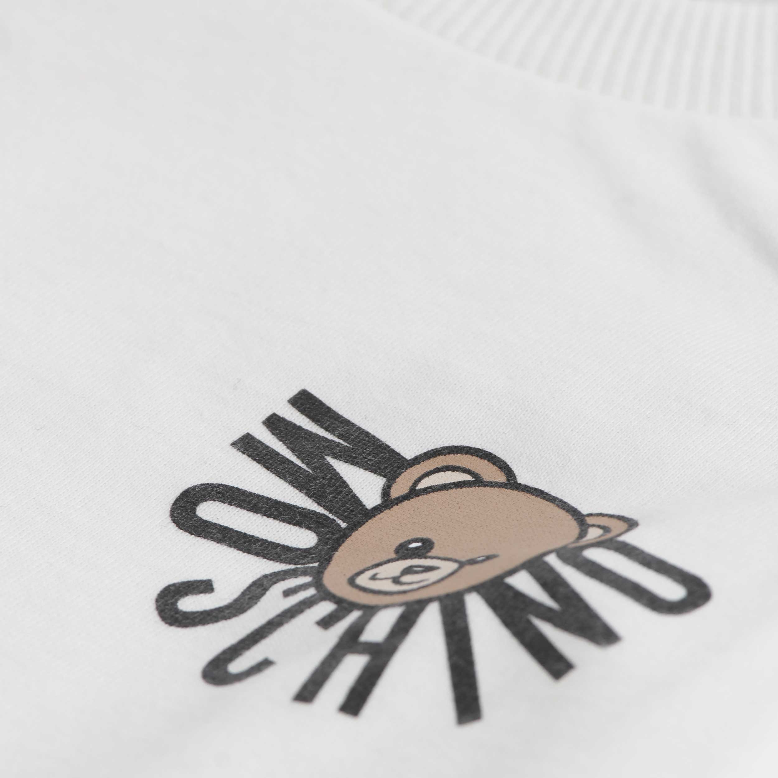 T-shirt Bianca Manica Lunga Firmata MOSCHINO - annameglio.com abbigliamento moda