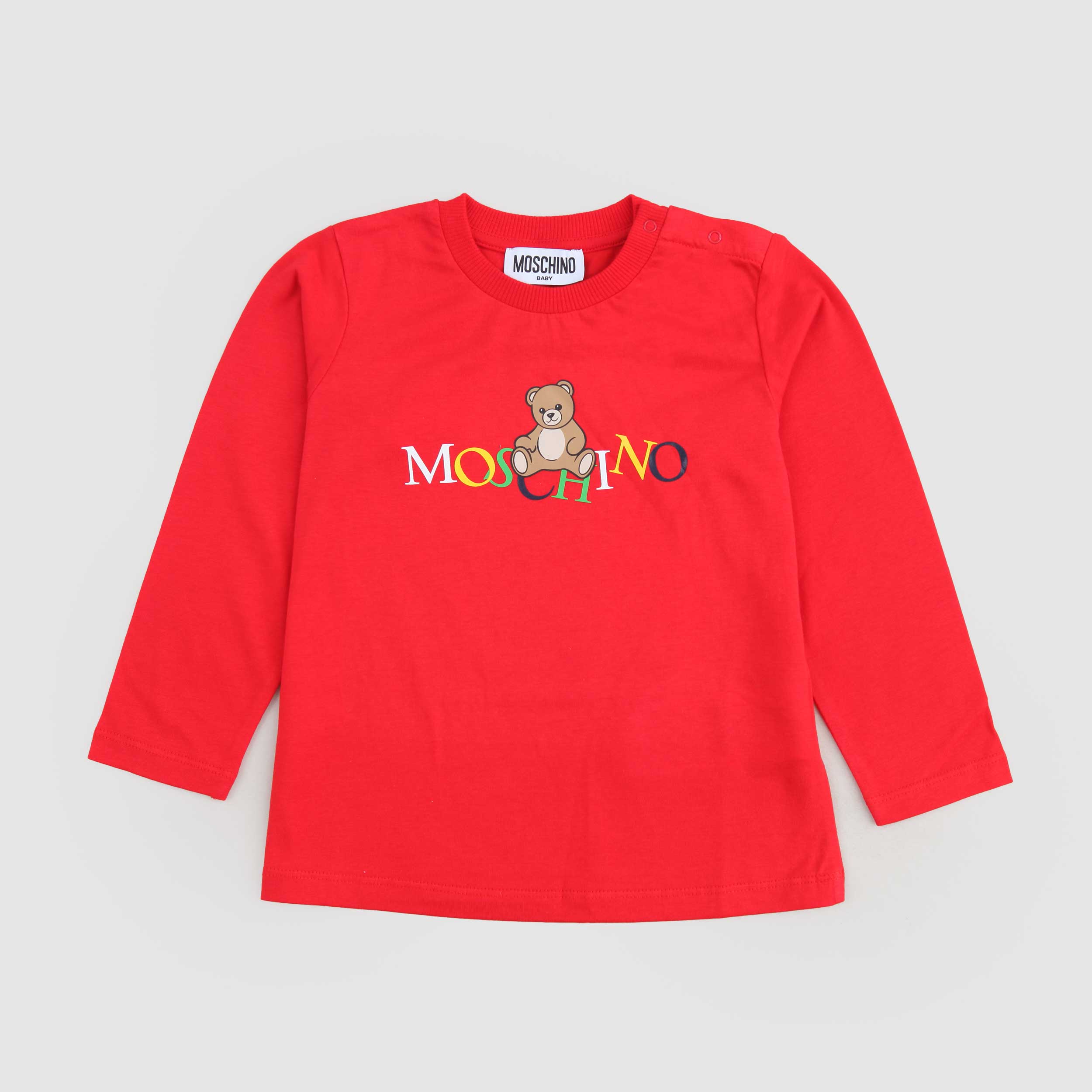 T-shirt Rossa Manica Lunga Firmata MOSCHINO - annameglio.com abbigliamento moda