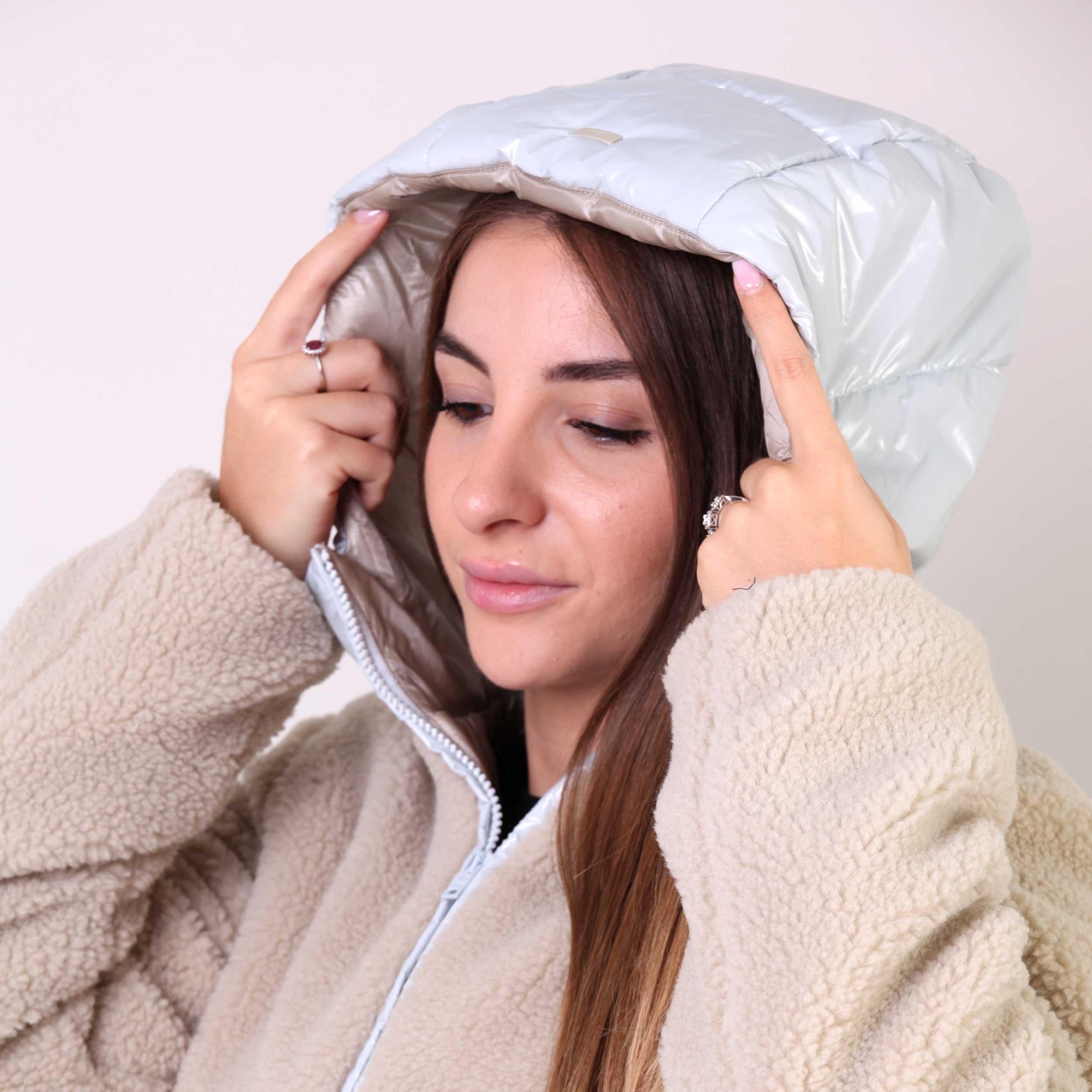 Giacca Imbottita Beige E Celeste Firmata HERNO - annameglio.com abbigliamento moda