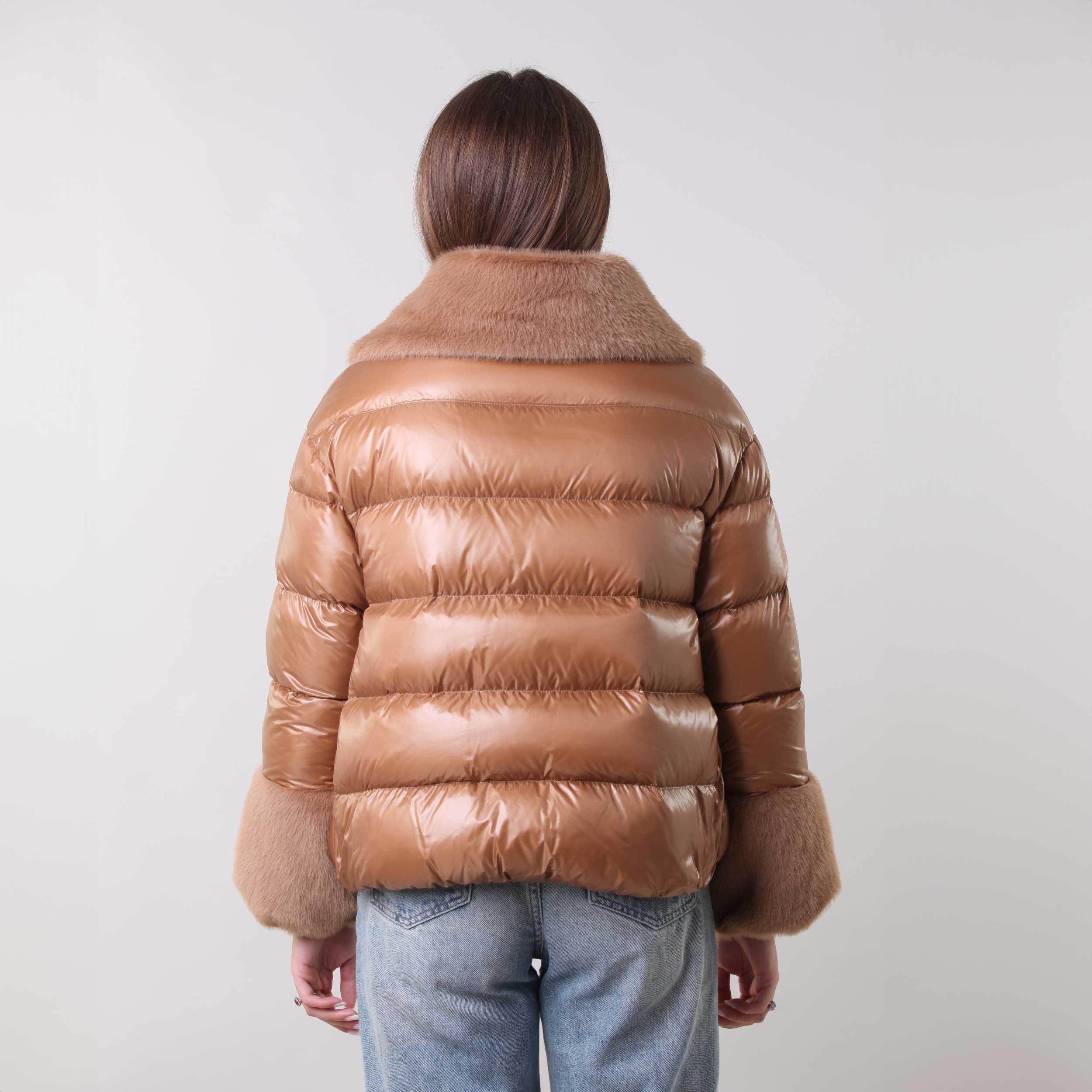 Piumino Con Pelliccia Marrone Firmato HERNO - annameglio.com abbigliamento moda