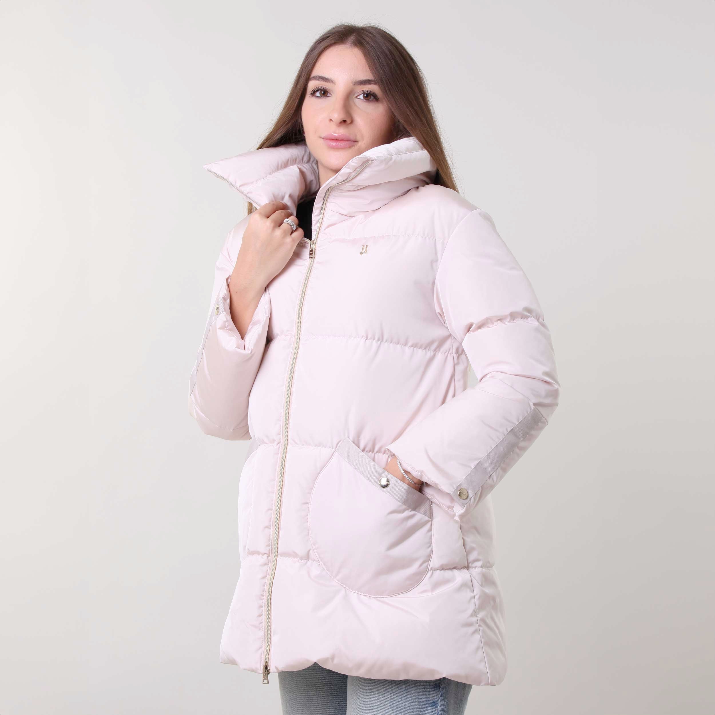 Piumino Lungo Rosa Con Zip Firmato HERNO - annameglio.com abbigliamento moda