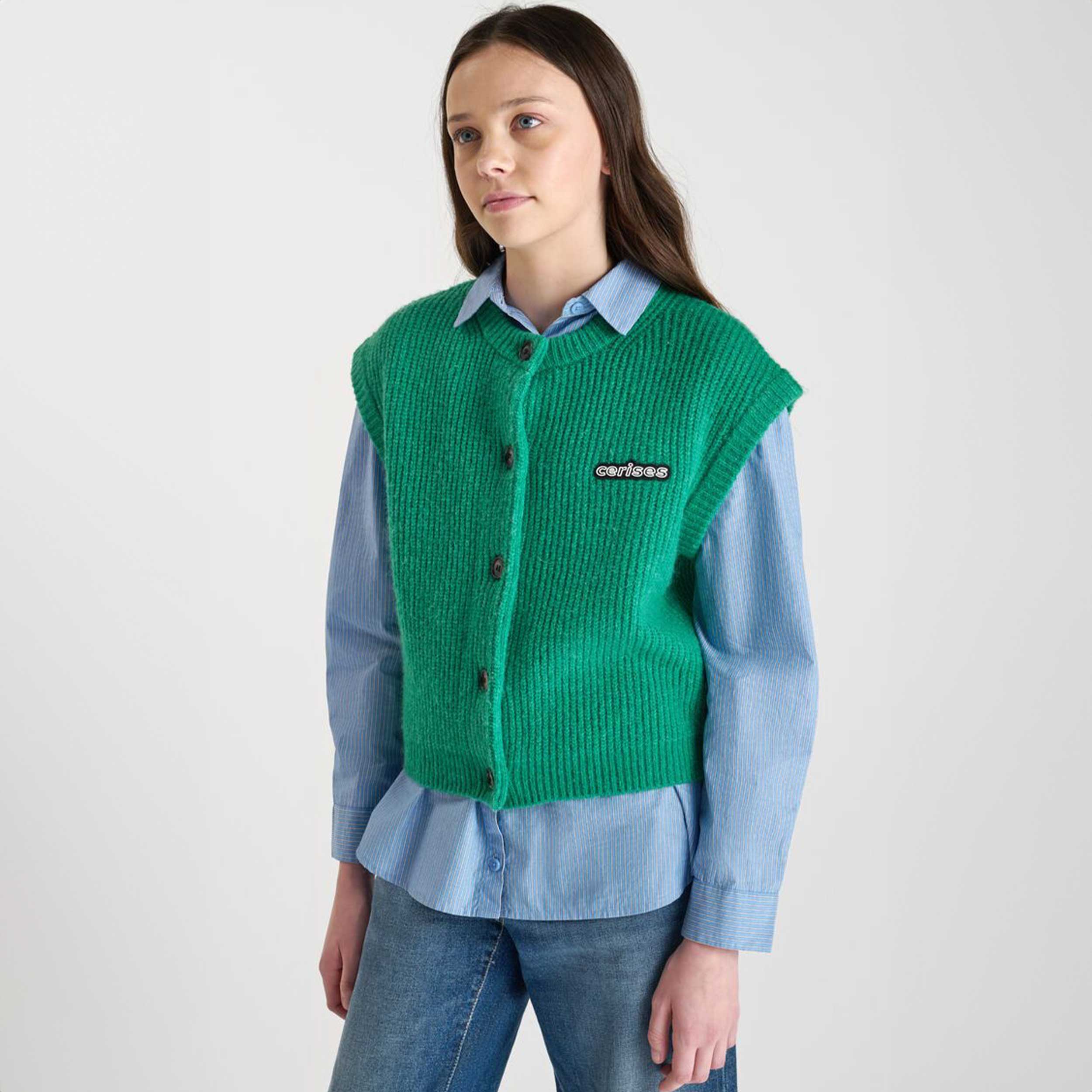 Gilet Verde Con Toppa Firmato LE TEMPS DES CERISES - annameglio.com abbigliamento moda