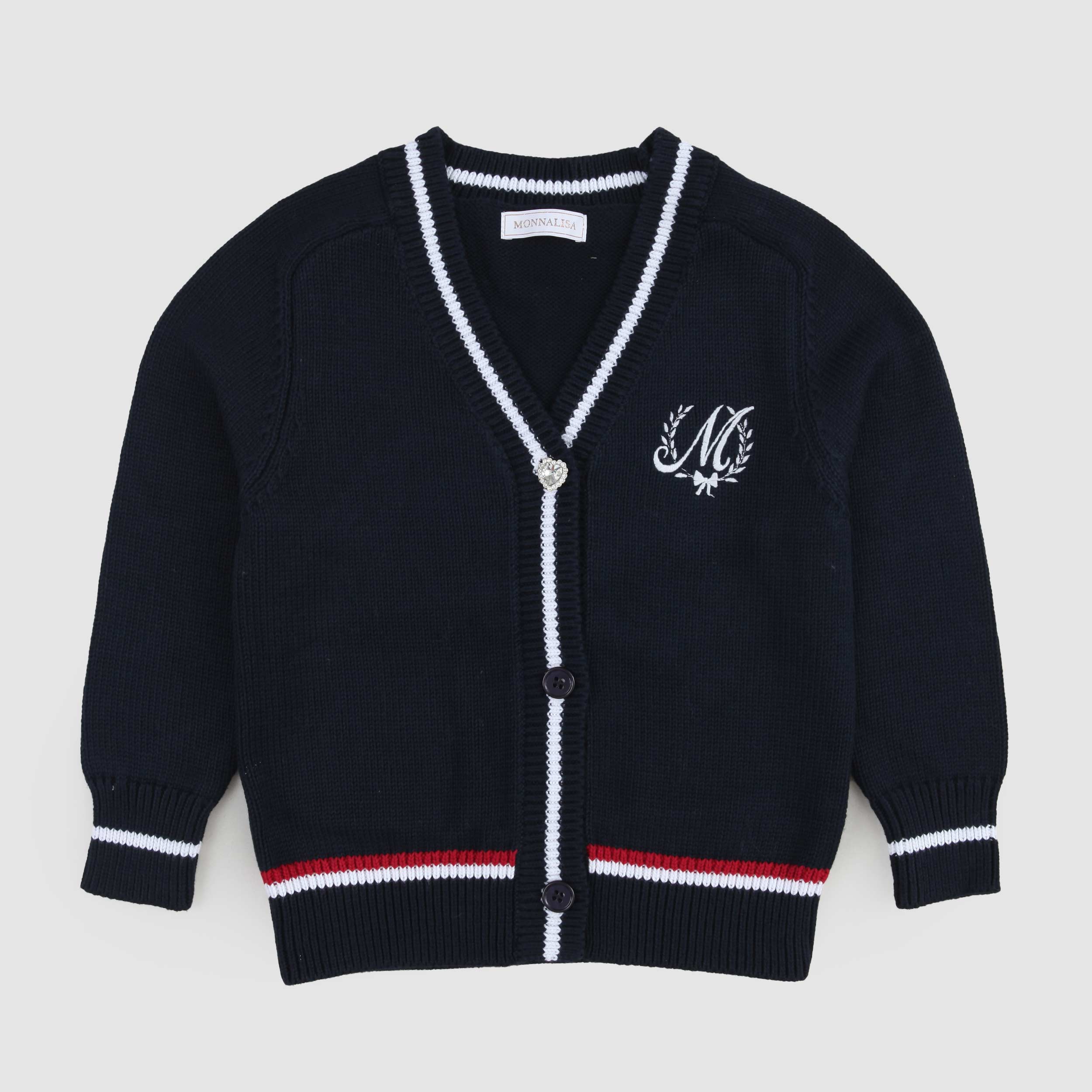 Cardigan Blu Con Logo Firmato MONNALISA - annameglio.com abbigliamento moda