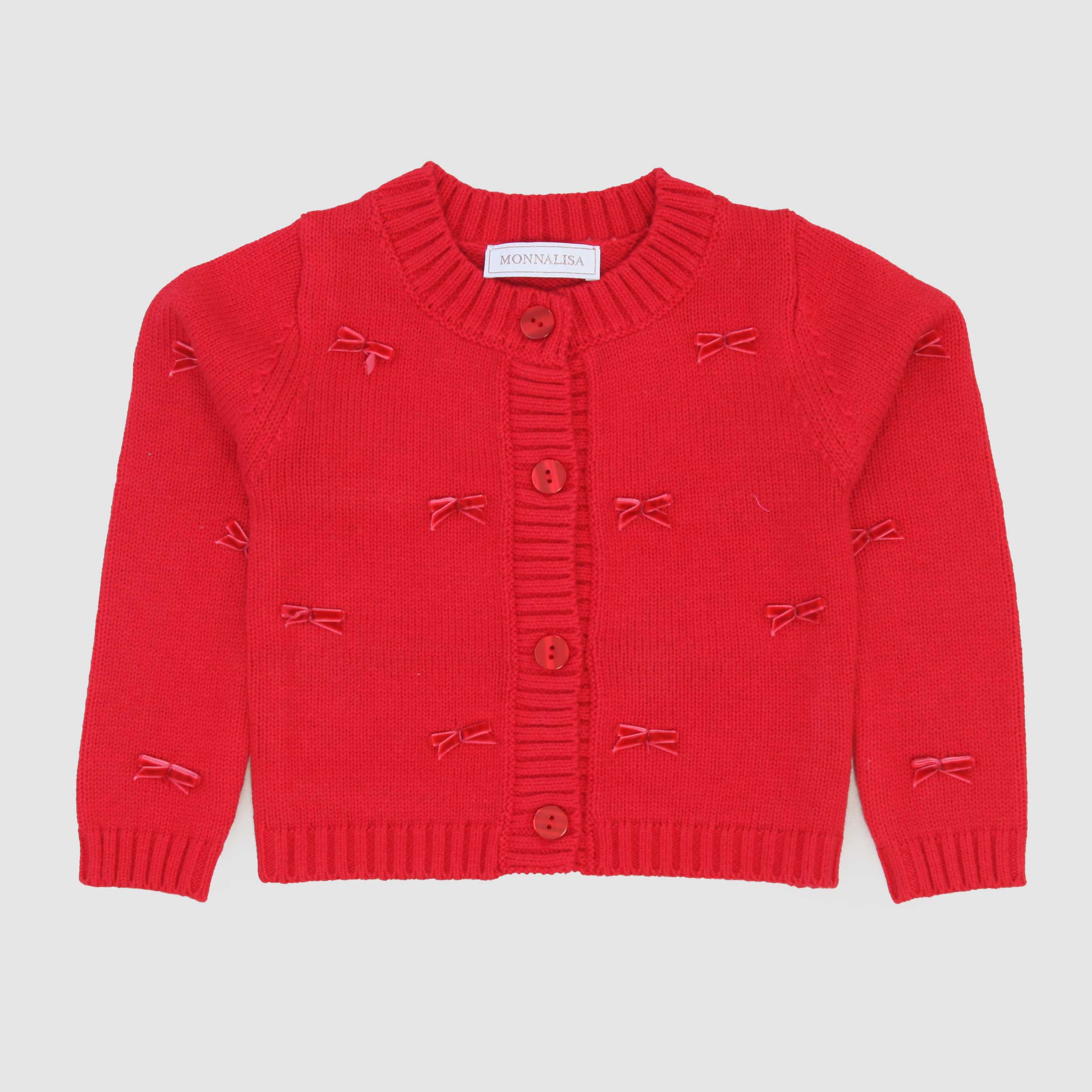Cardigan Rosso Con Fiocco Firmato MONNALISA - annameglio.com abbigliamento moda