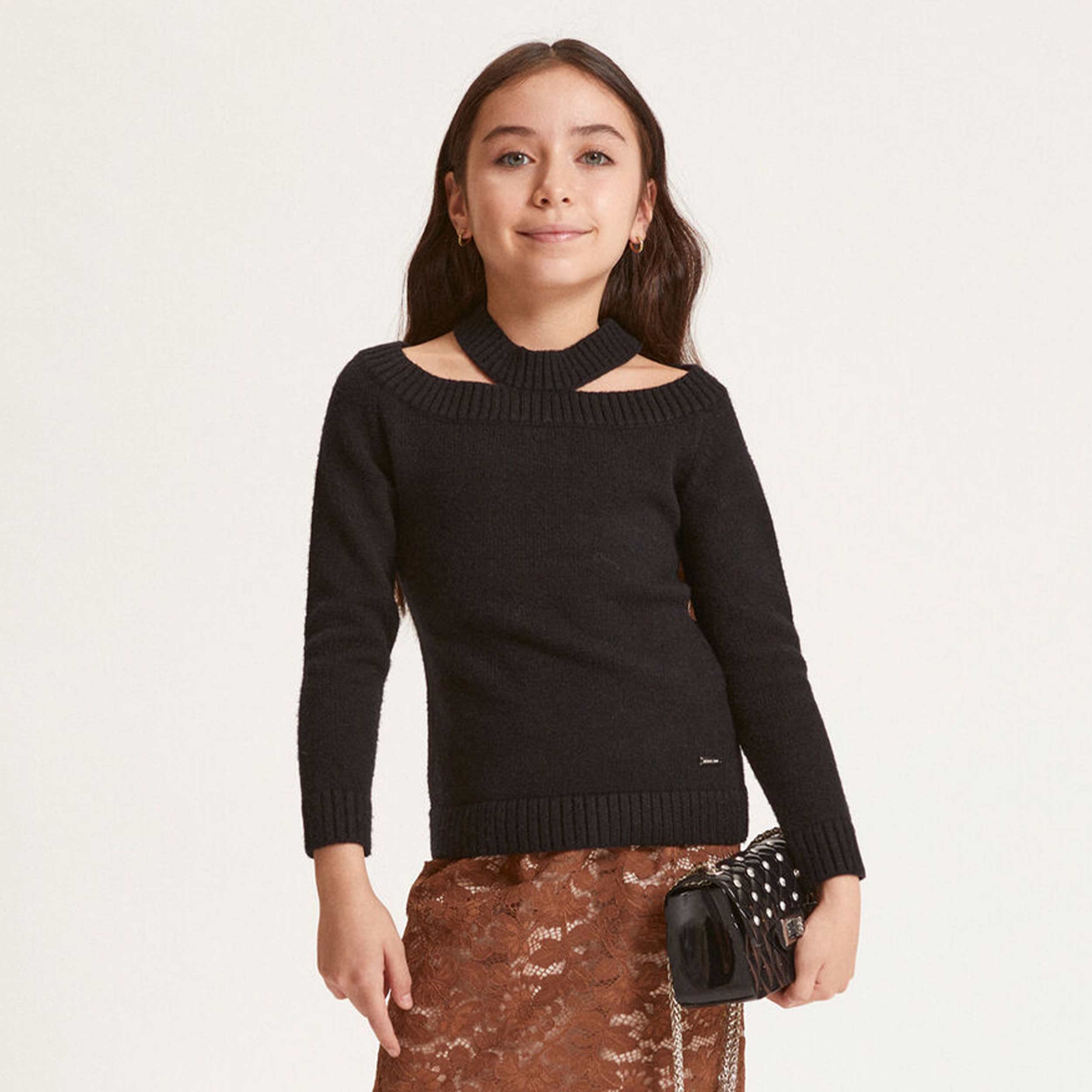 Maglia Nera Con Spalle Scoperte Firmata MONNALISA - annameglio.com abbigliamento moda