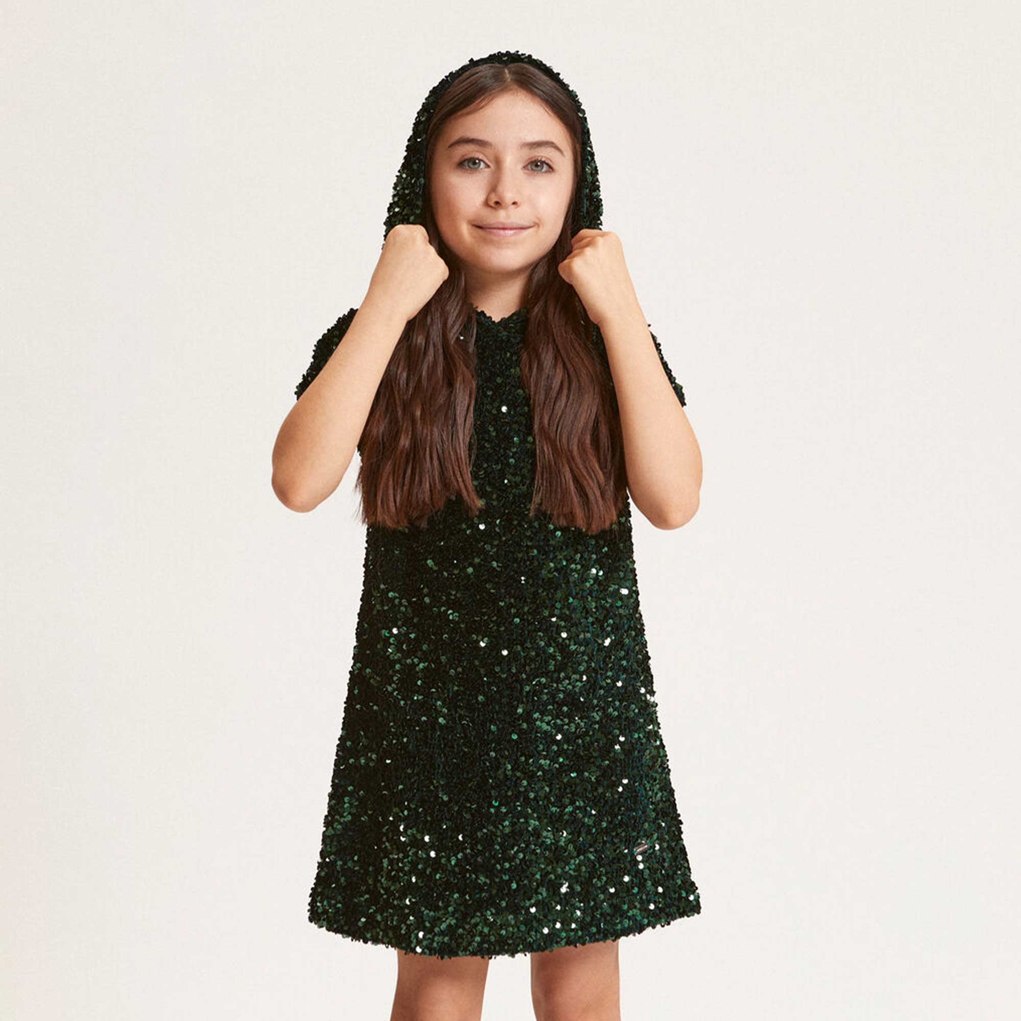 Abito Con Cappuccio E Strass Firmato MONNALISA - annameglio.com abbigliamento moda