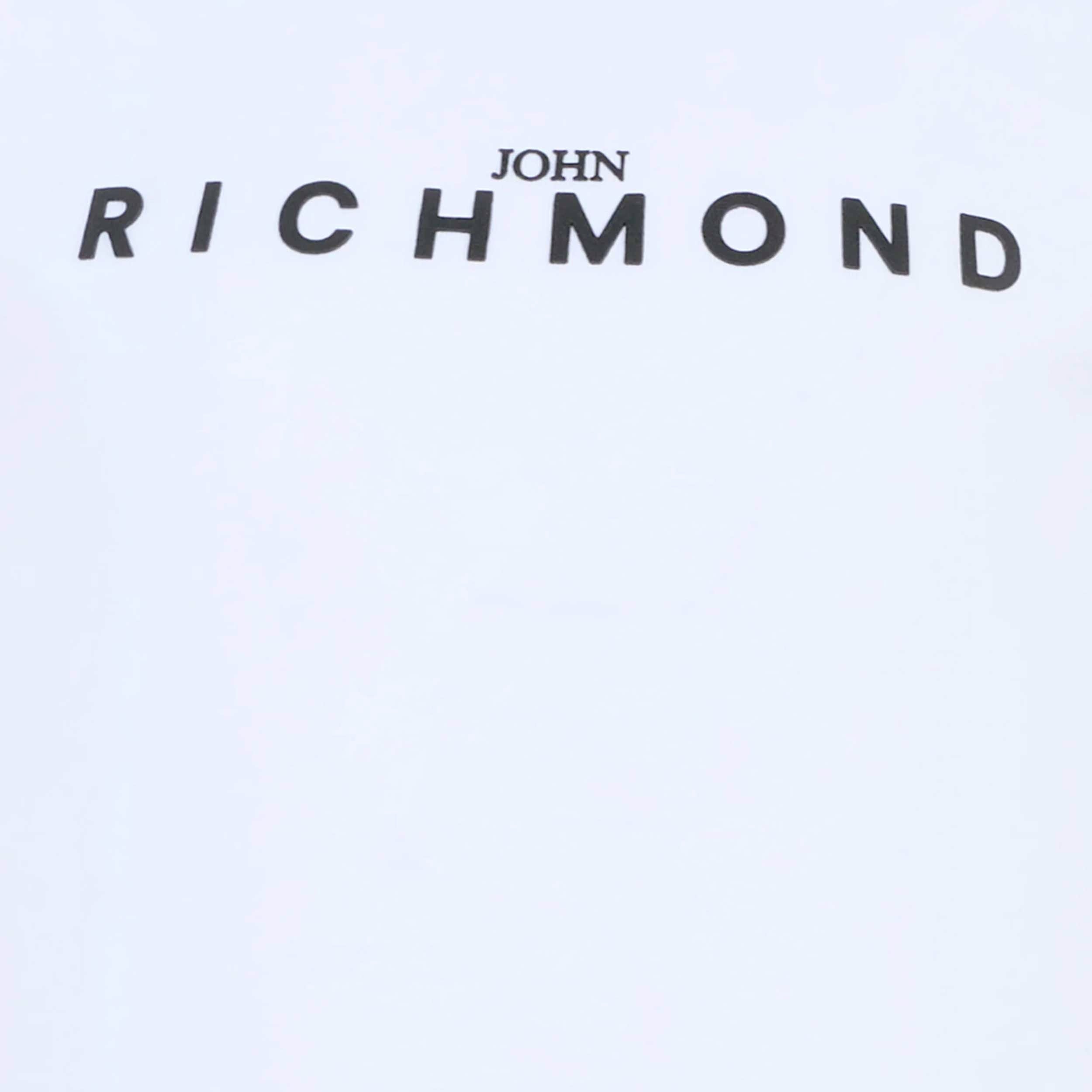 T-shirt Bianca Con Logo Nero Firmata JOHN RICHMOND - annameglio.com abbigliamento moda