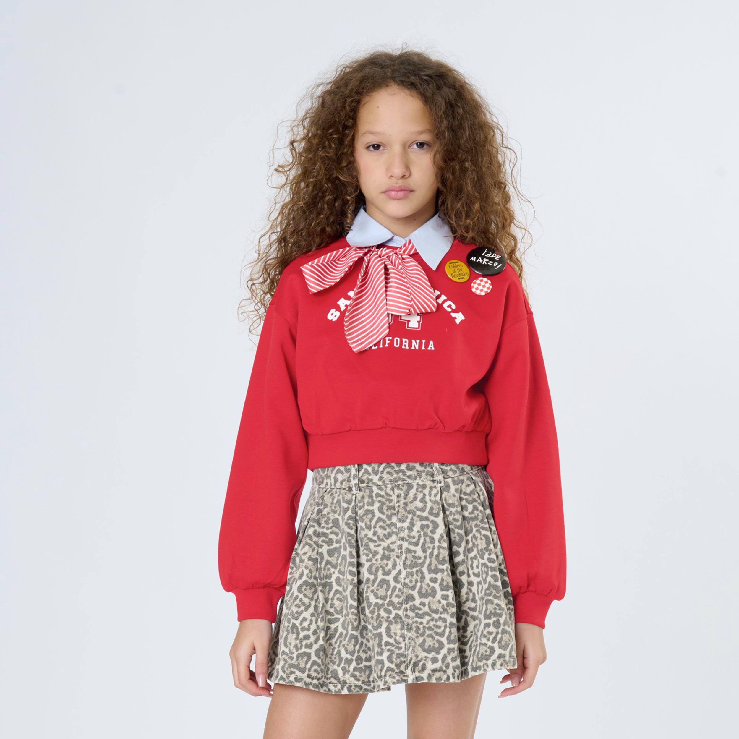 Felpa Rossa Cropped Con Stampa Firmata TOBETOO - annameglio.com abbigliamento moda