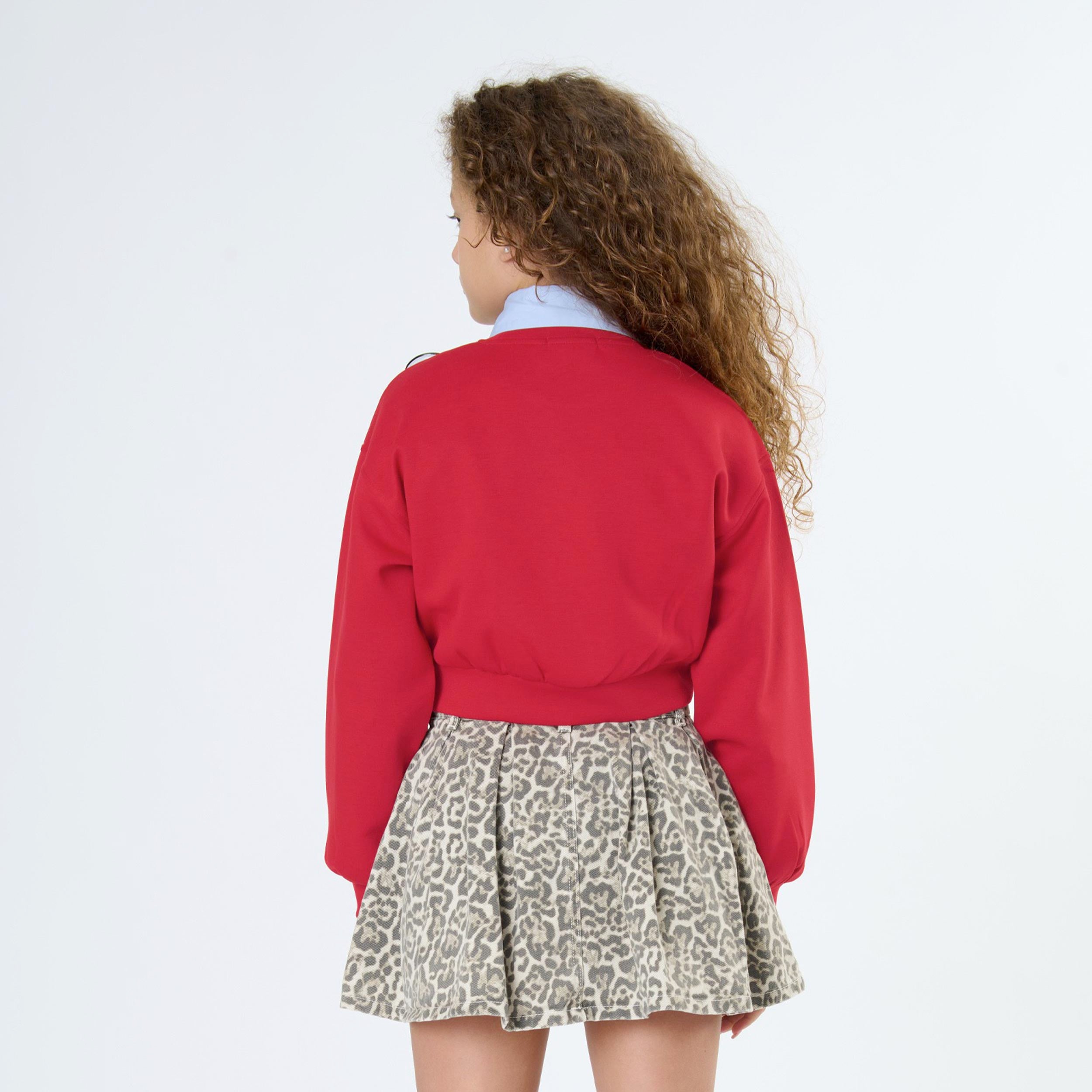 Felpa Rossa Cropped Con Stampa Firmata TOBETOO - annameglio.com abbigliamento moda