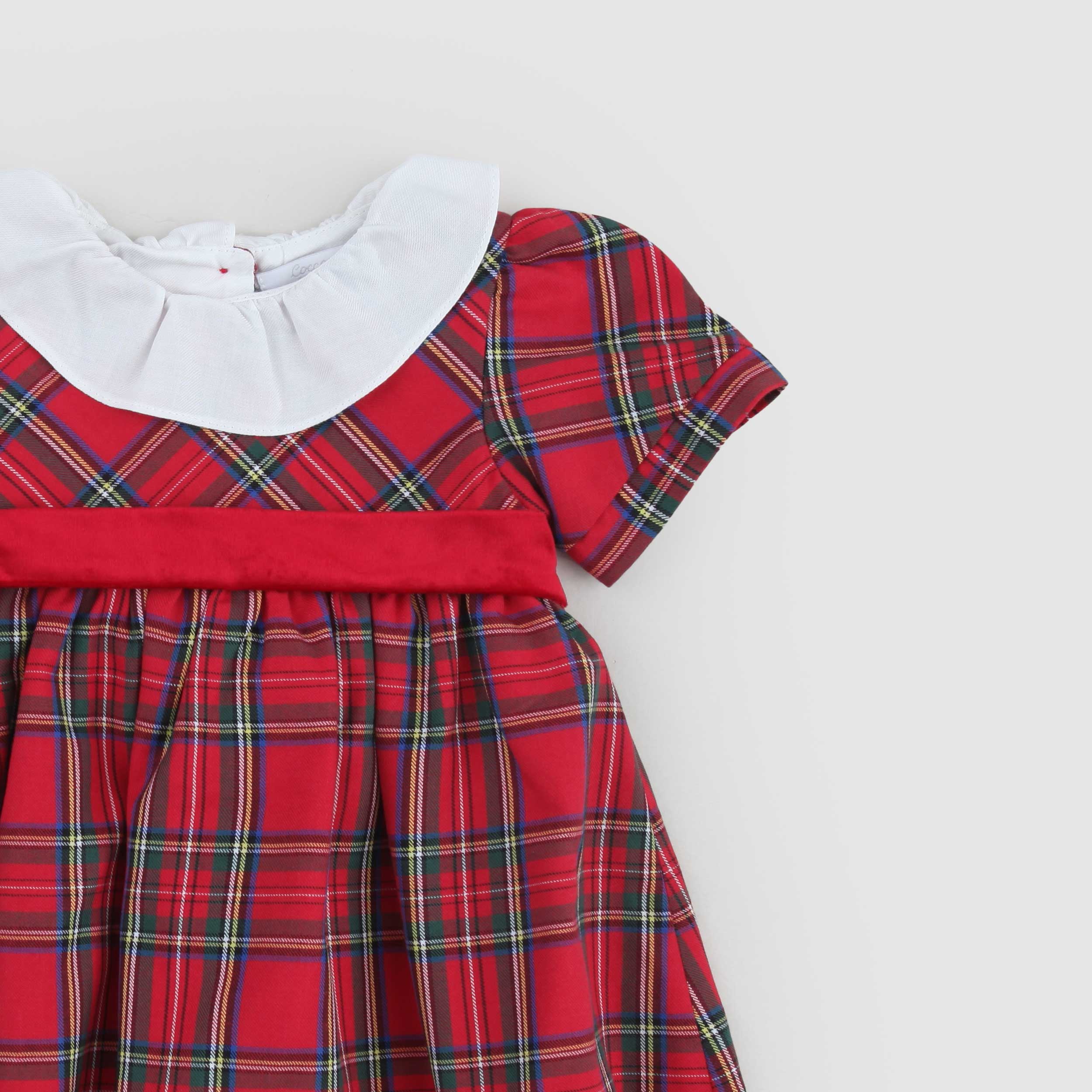 Abito Scozzese Rosso E Cinta In Velluto By COCCODE - annameglio.com abbigliamento moda