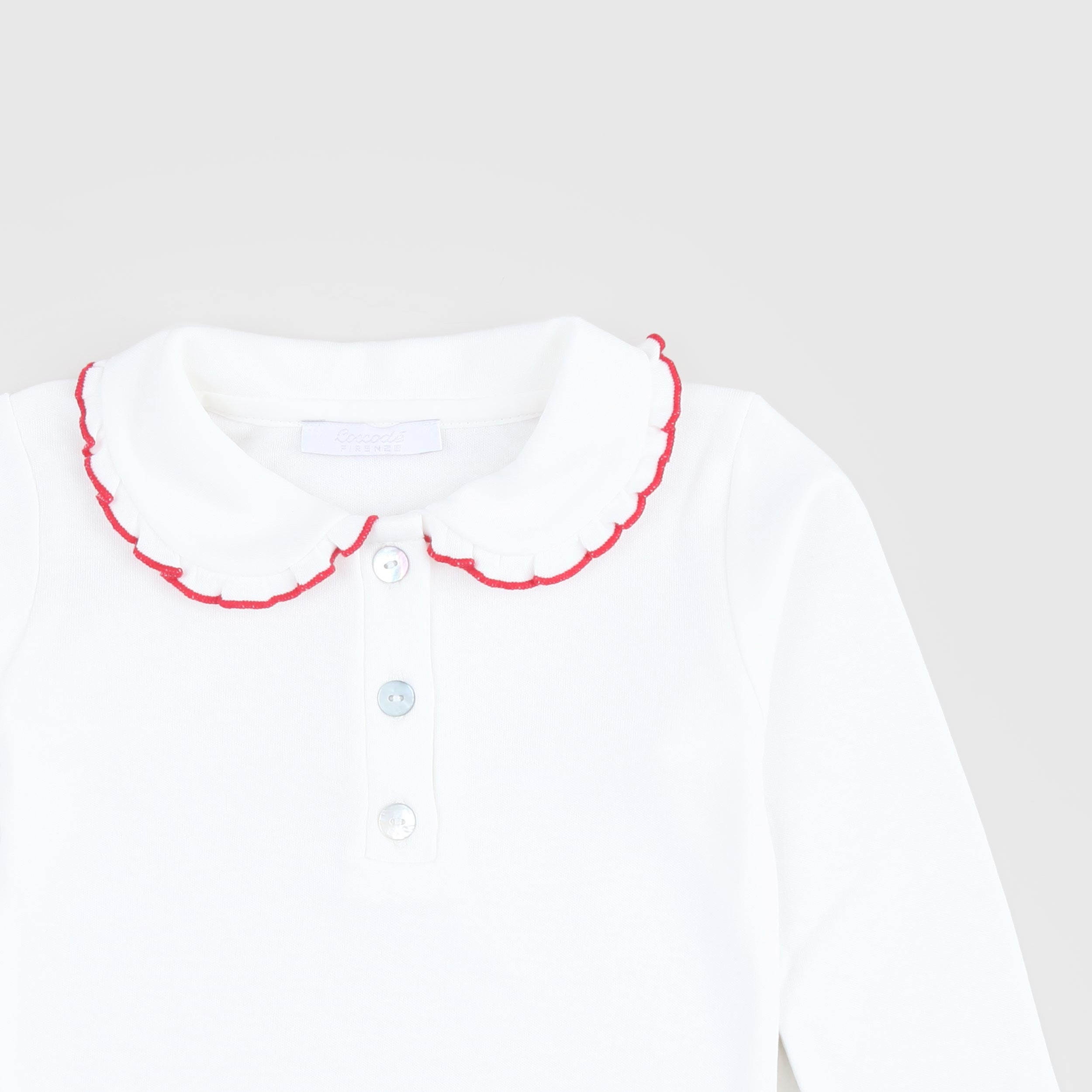Polo Bianca Con Colletto Smerlato Firmata COCCODE - annameglio.com abbigliamento moda