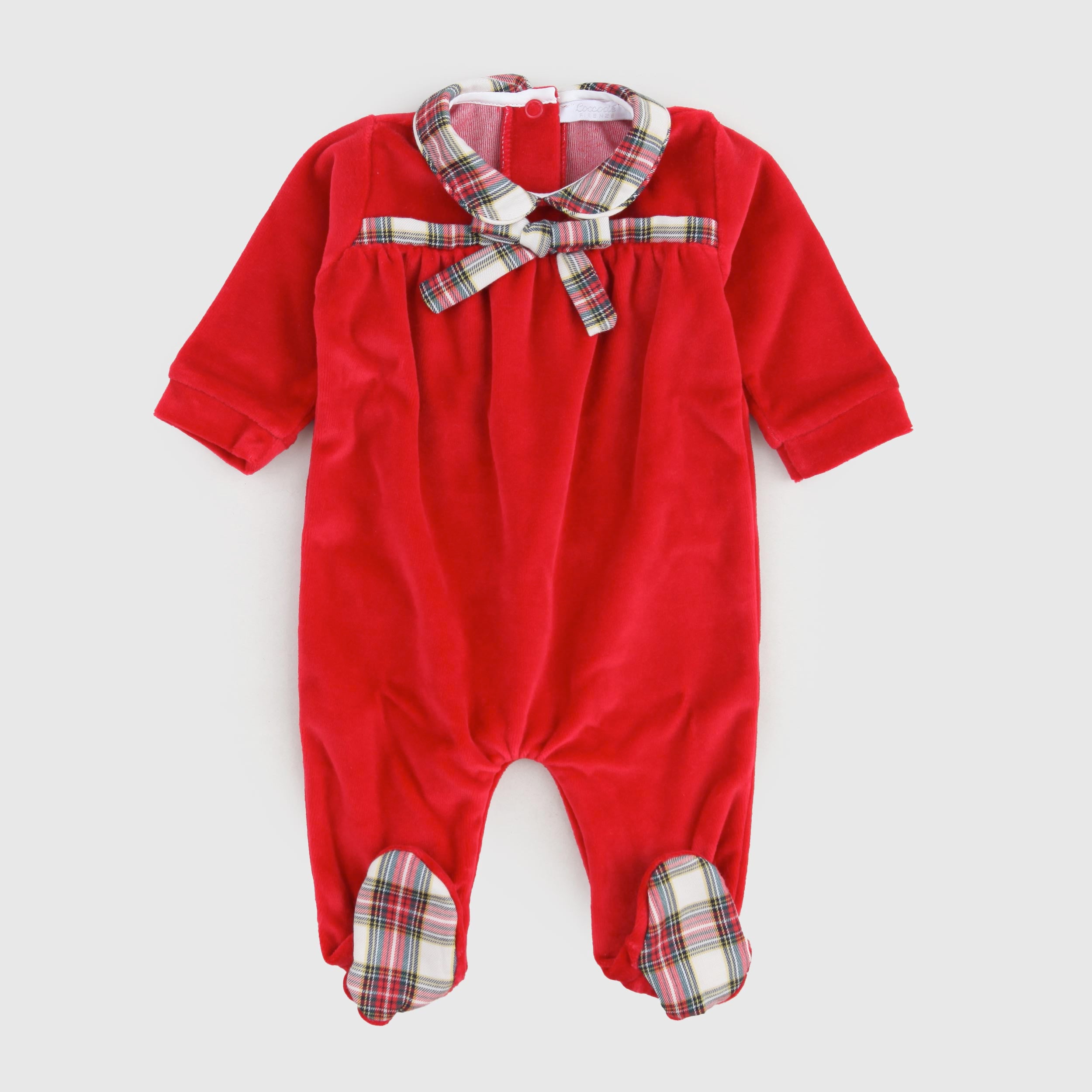 Tutina In Ciniglia Rossa E Fiocco Firmata COCCODE - annameglio.com abbigliamento moda