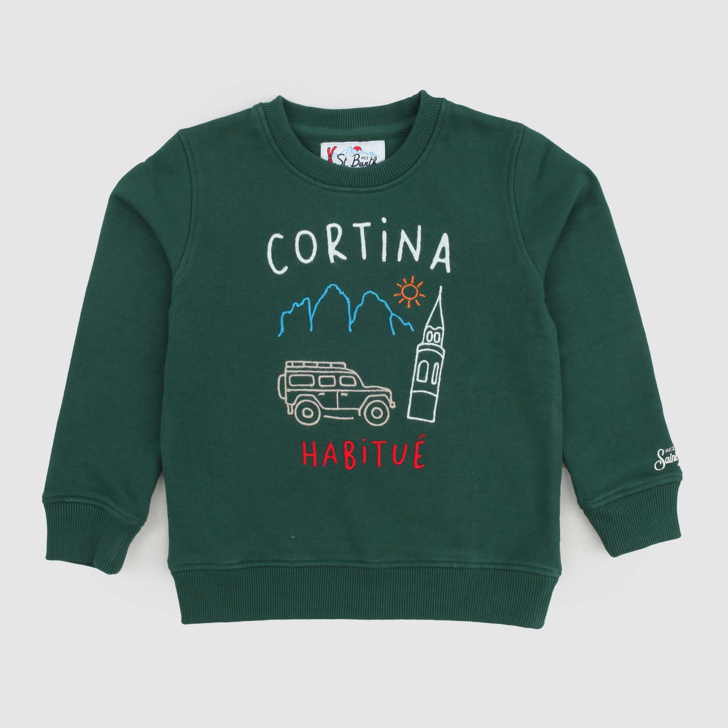 Felpa Verde Con Scritta Bianca By MC2 SAINT BARTH - annameglio.com abbigliamento moda