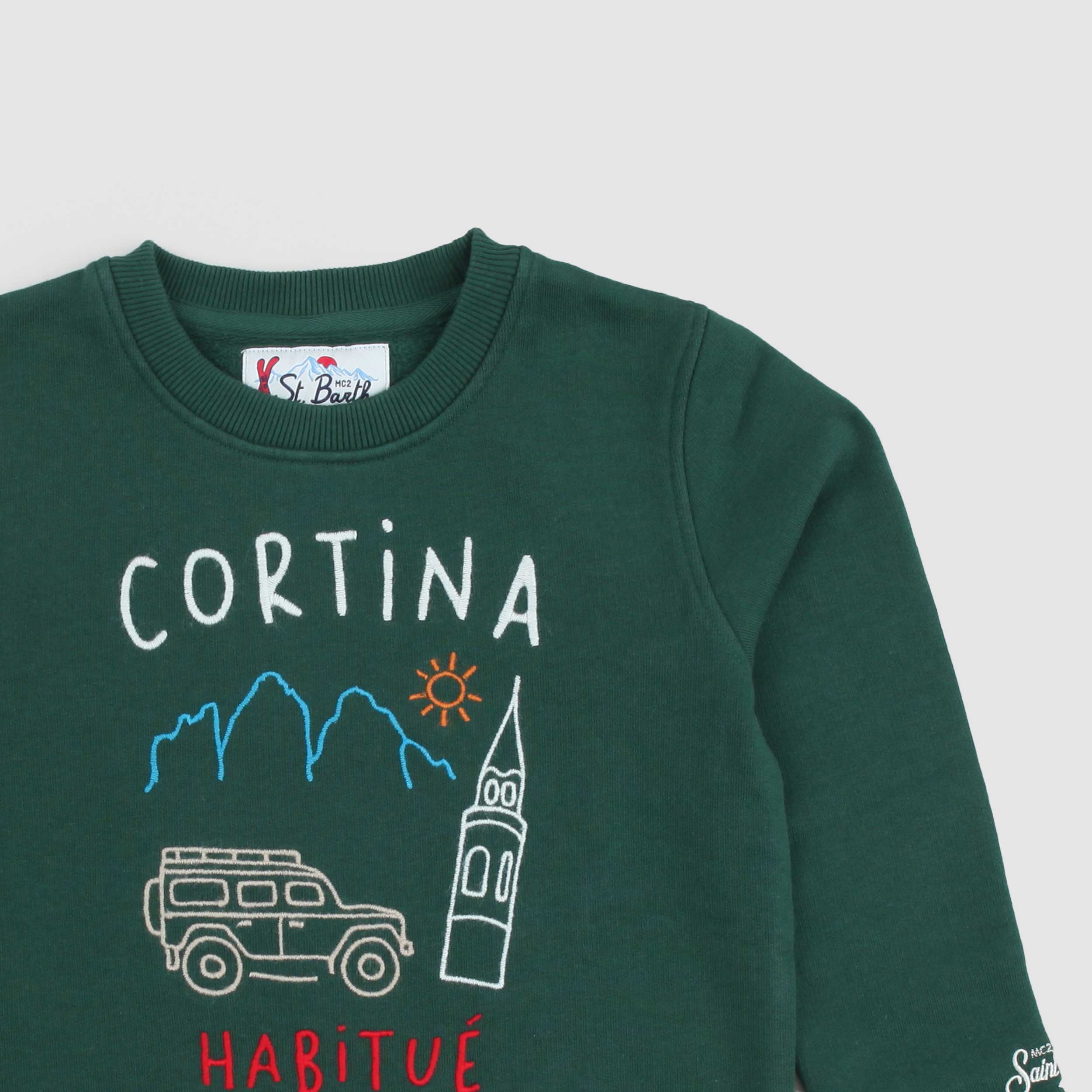 Felpa Verde Con Scritta Bianca By MC2 SAINT BARTH - annameglio.com abbigliamento moda