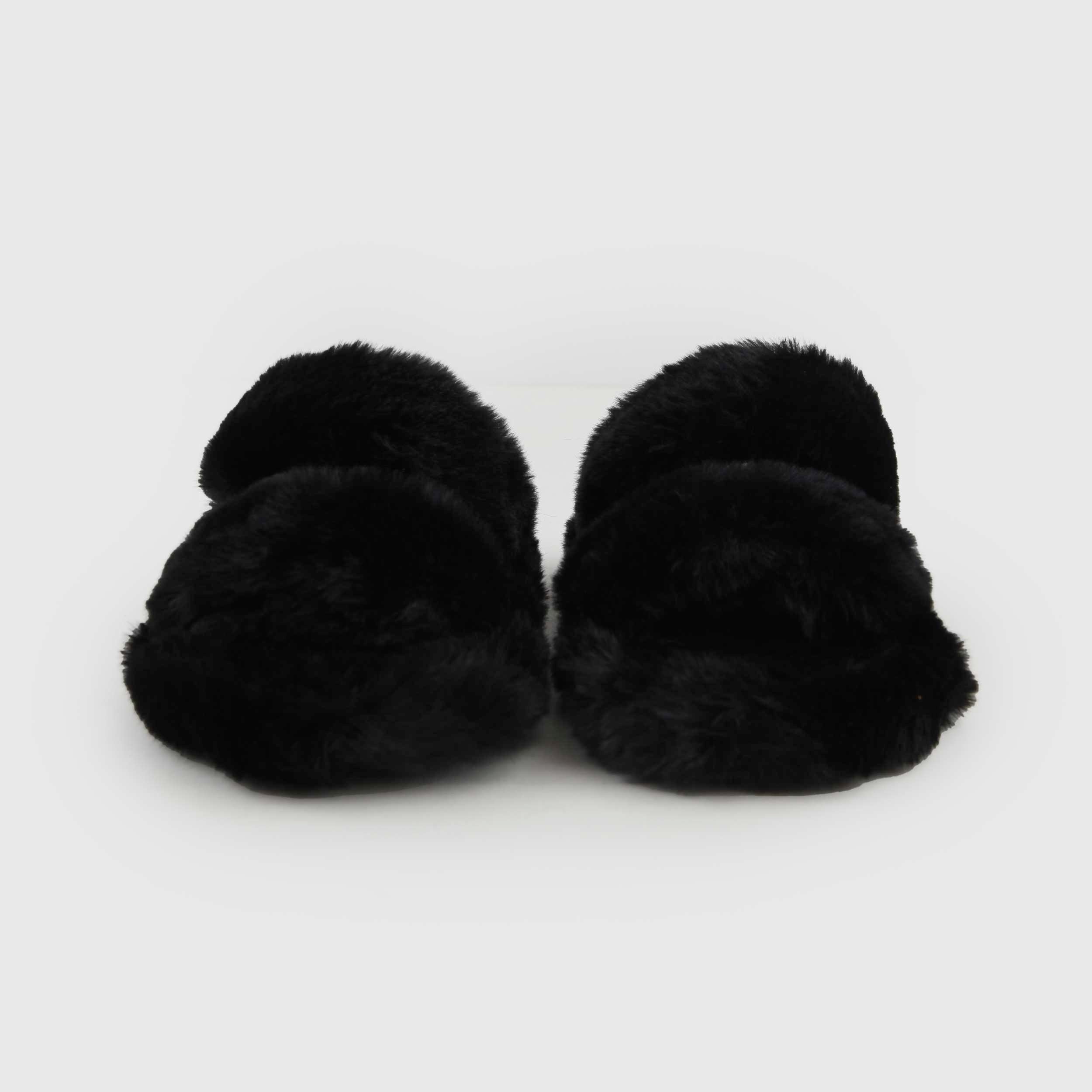 Ciabatta Nera In Peluche Firmata MONNALISA - annameglio.com abbigliamento moda