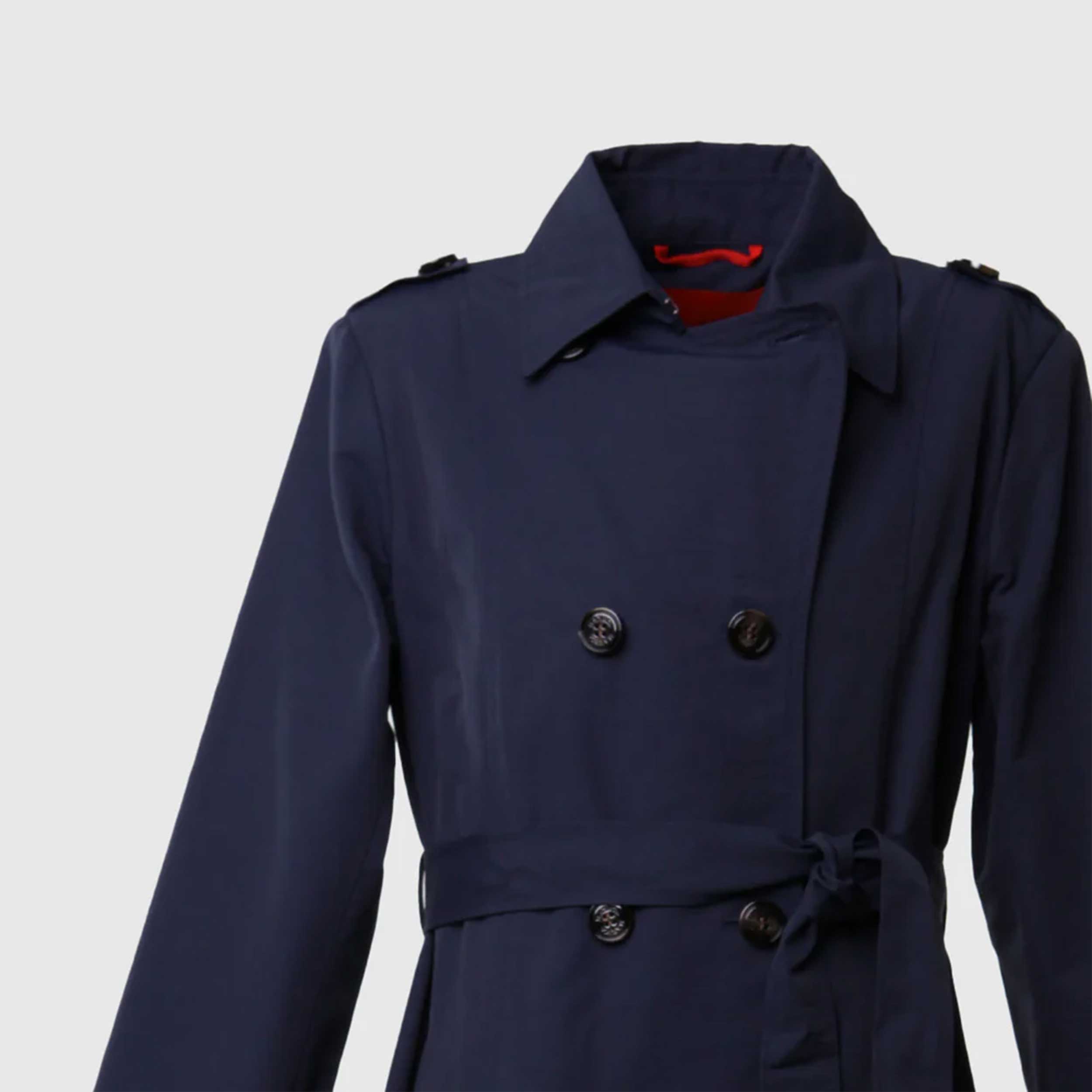 girl's blue trench coat