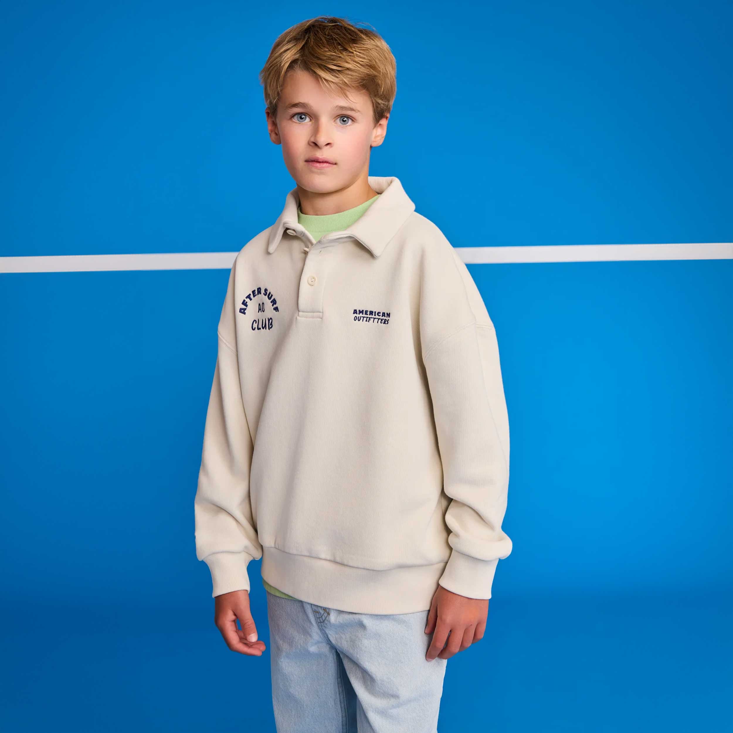 Felpa Bianca Modello Polo Firmata AMERICAN OUTFITTERS