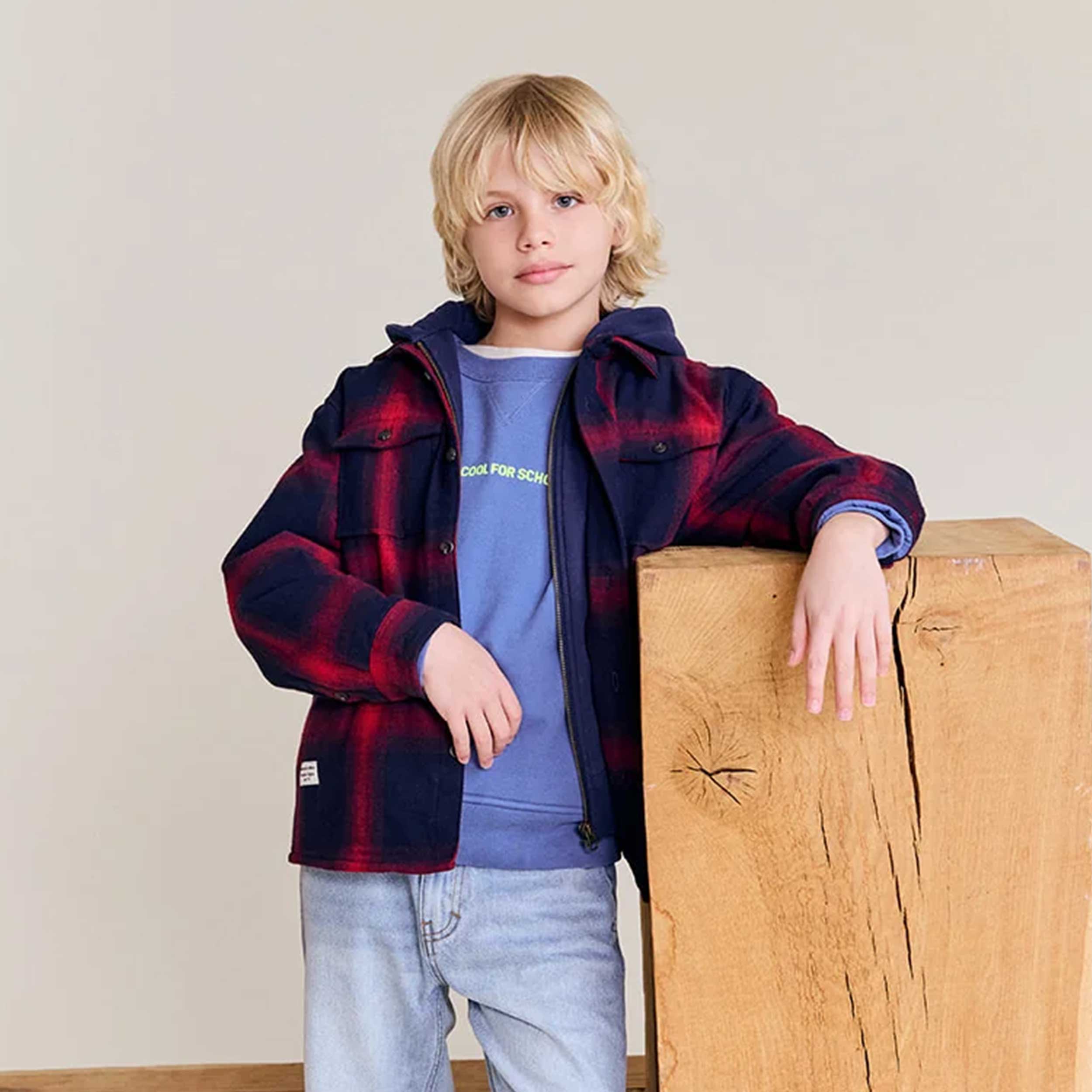 Felpa Camicia a Quadri Rossa e Blu per Ragazzo by AMERICAN OUTFITTERS
