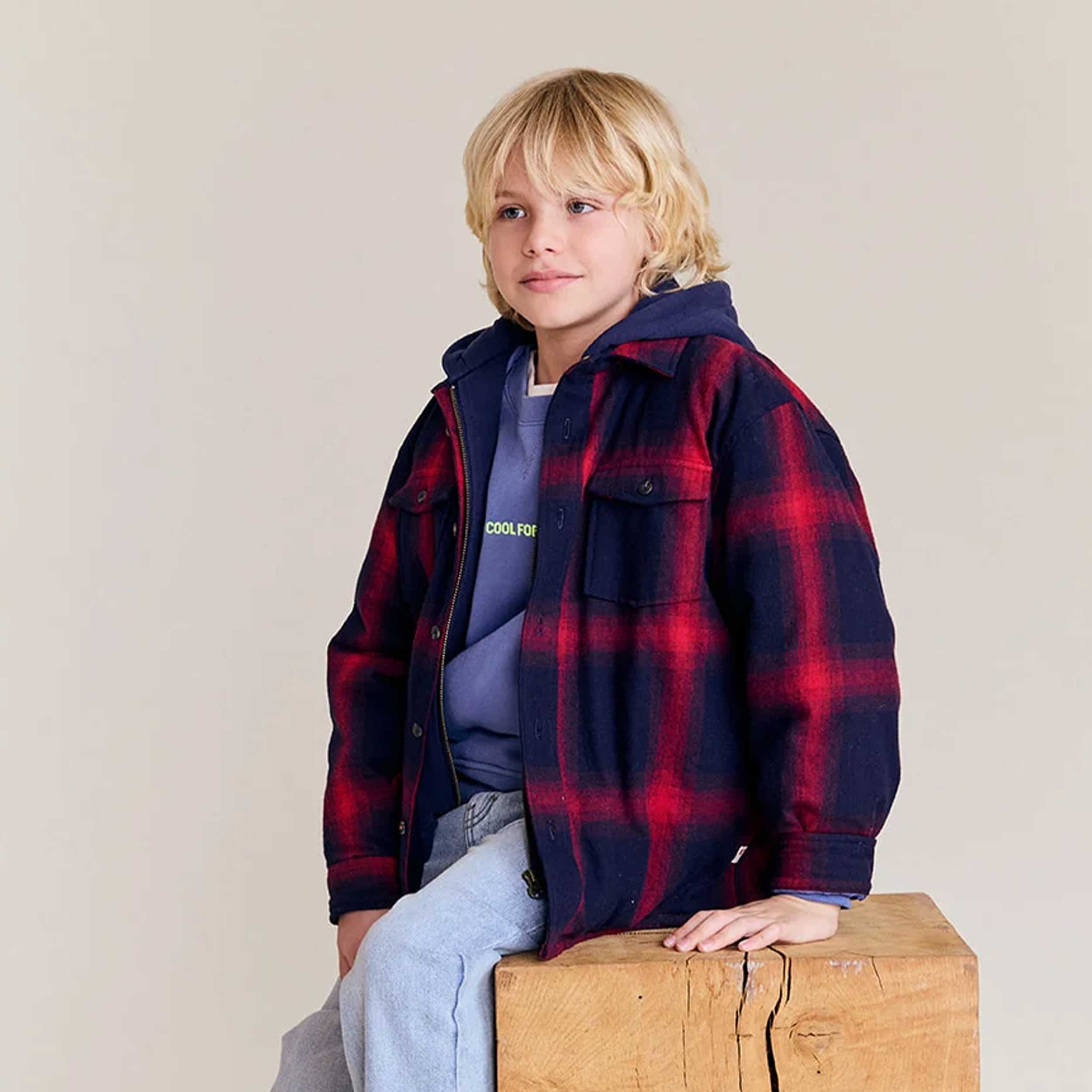 Felpa Camicia a Quadri Rossa e Blu per Ragazzo by AMERICAN OUTFITTERS