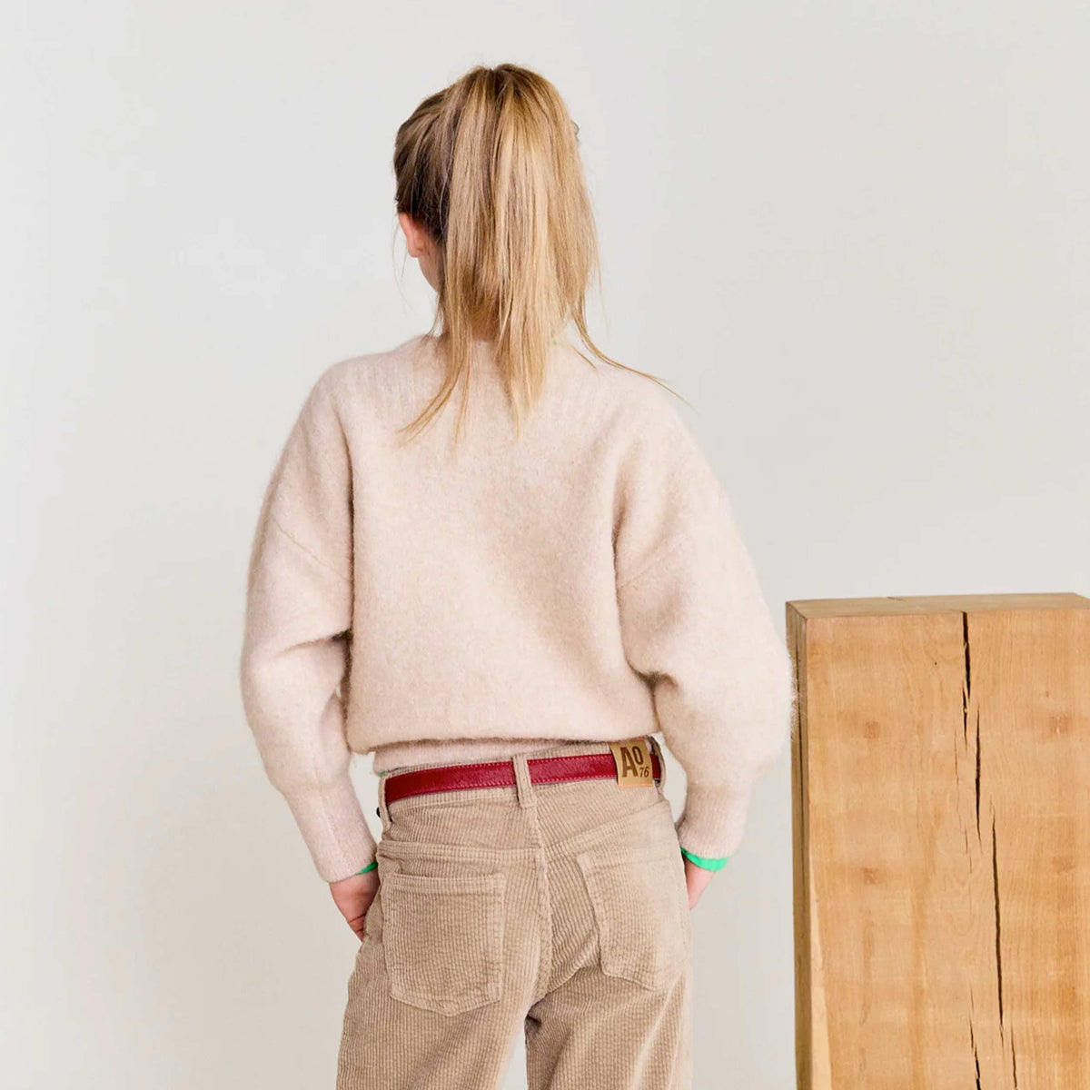 Beige Pullover with Girl Work by AMERICAN OUTFITTERS