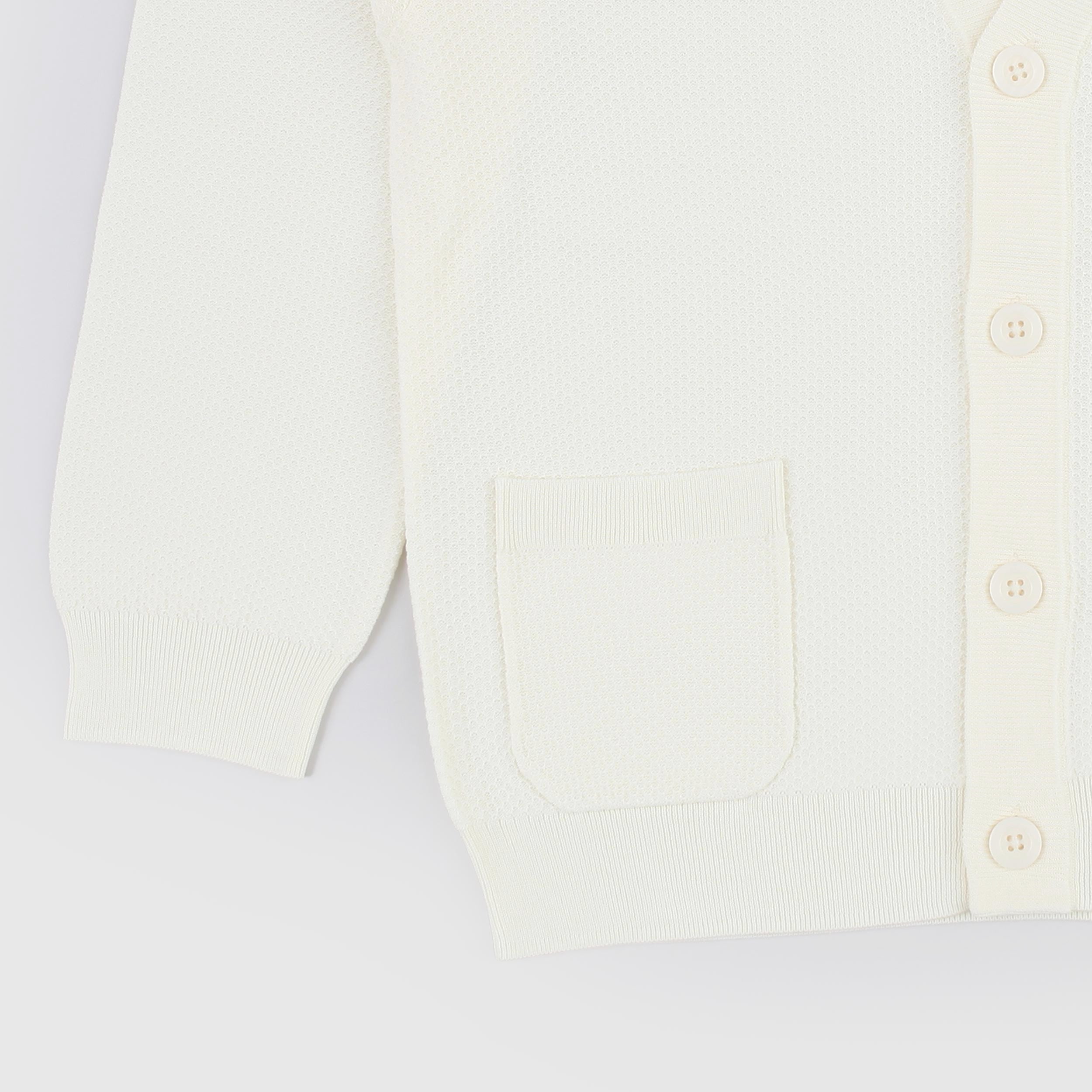 Cardigan Beige con Tasche a Toppe Firmato ARMANI JUNIOR