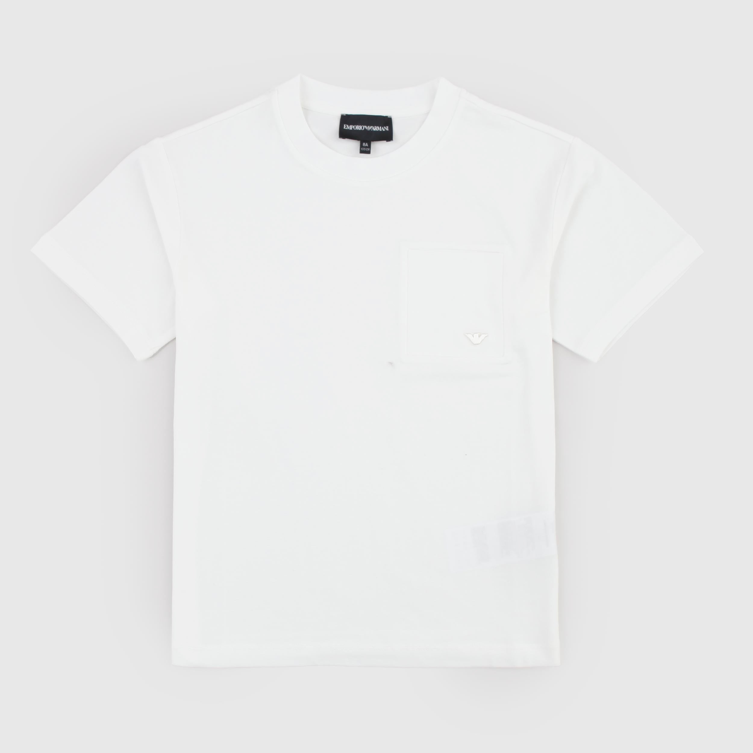 T-shirt Bianca con Logo Tono su Tono Firmata ARMANI JUNIOR